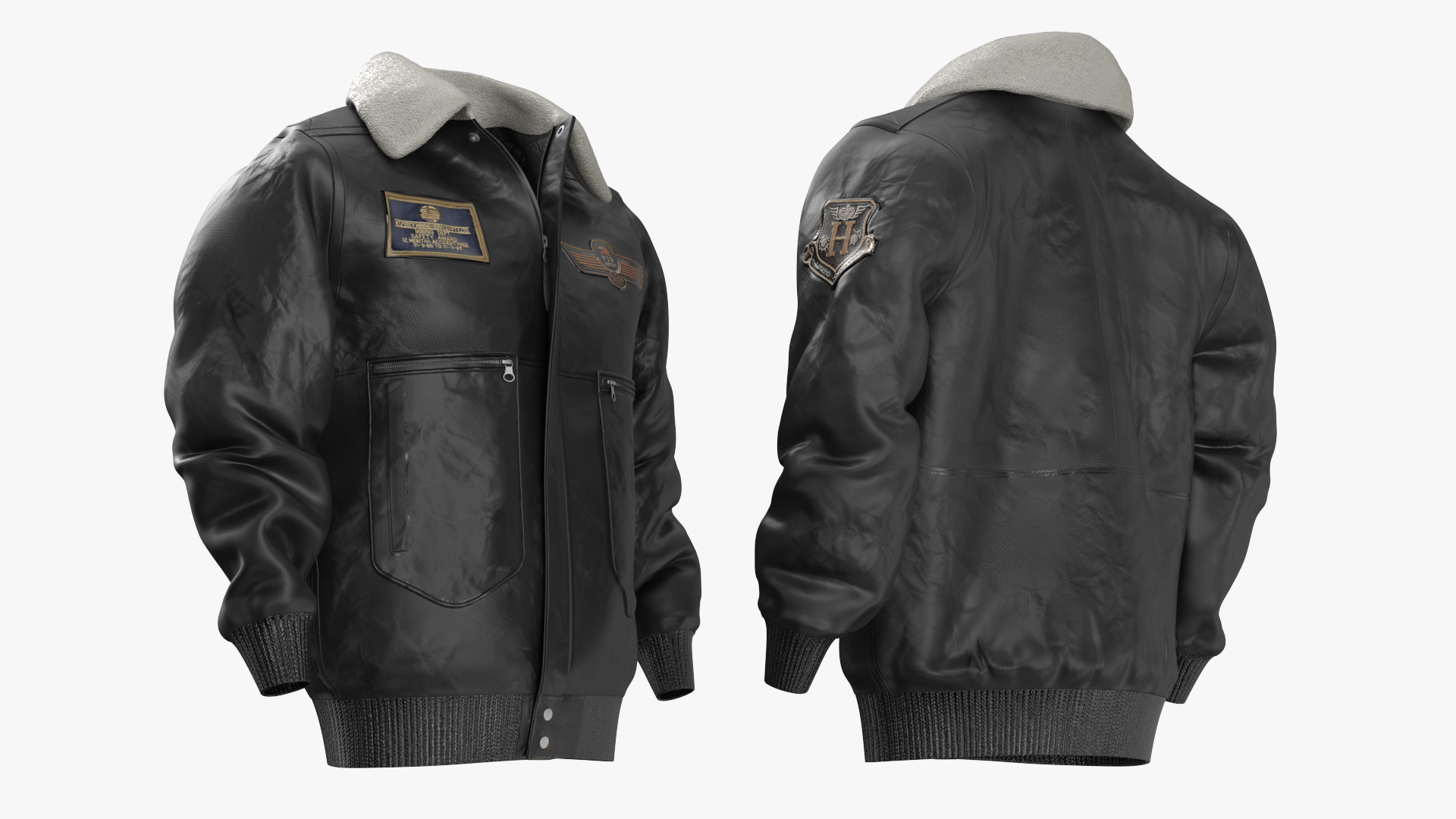 3D model Black Aviator Jacket