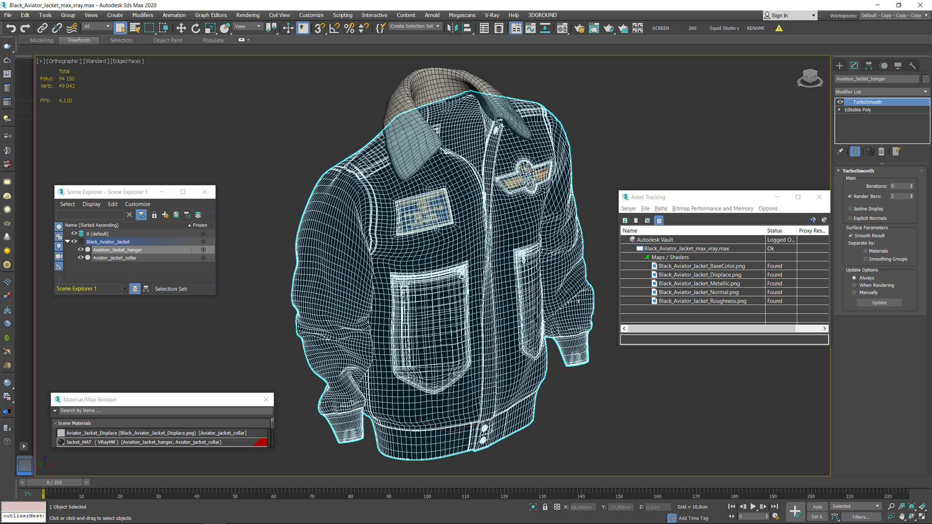 3D model Black Aviator Jacket