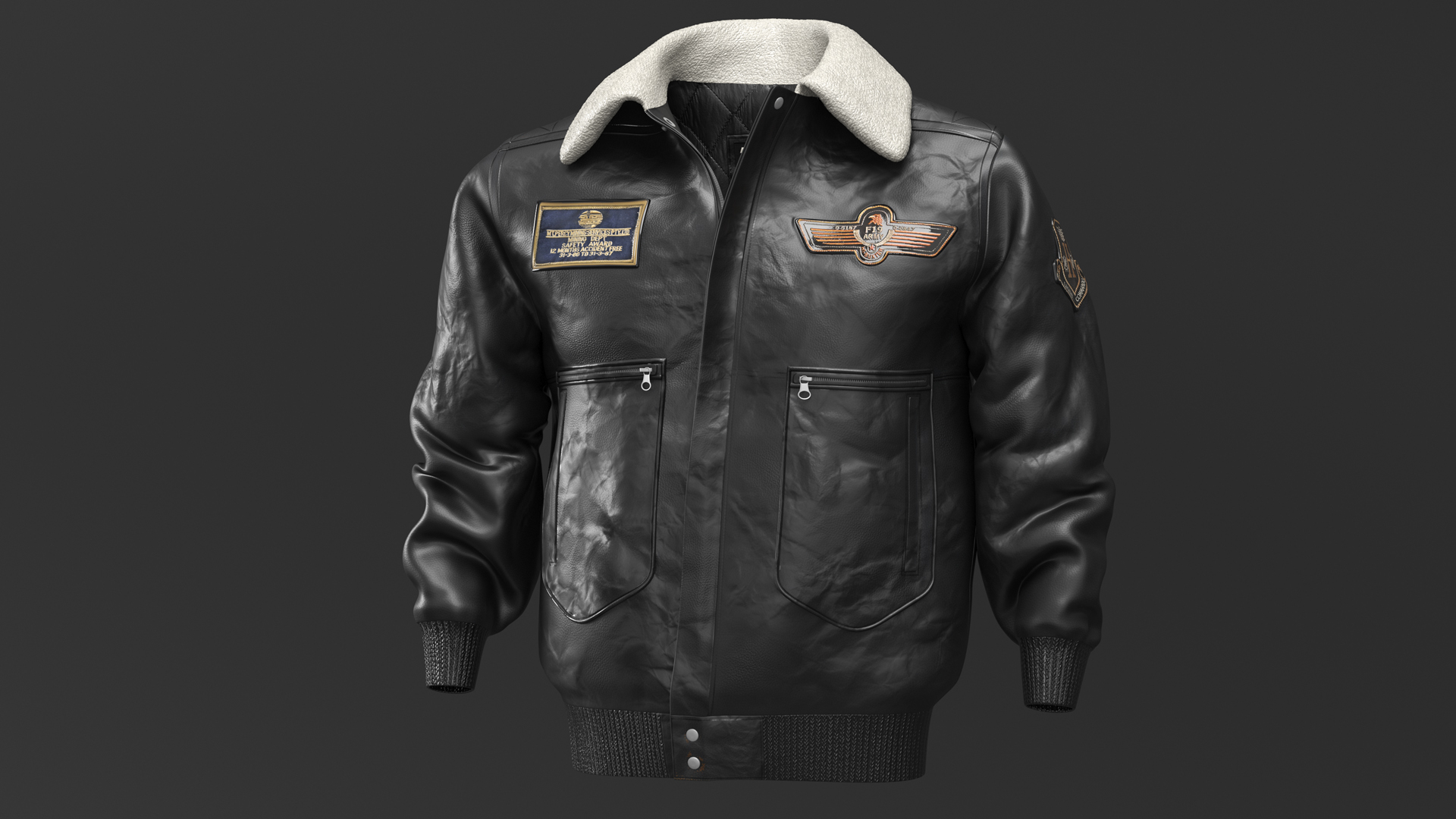 3D model Black Aviator Jacket