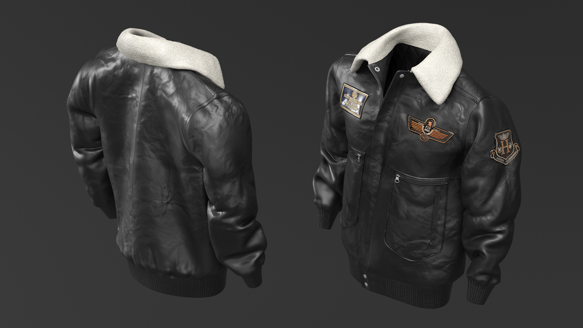 3D model Black Aviator Jacket