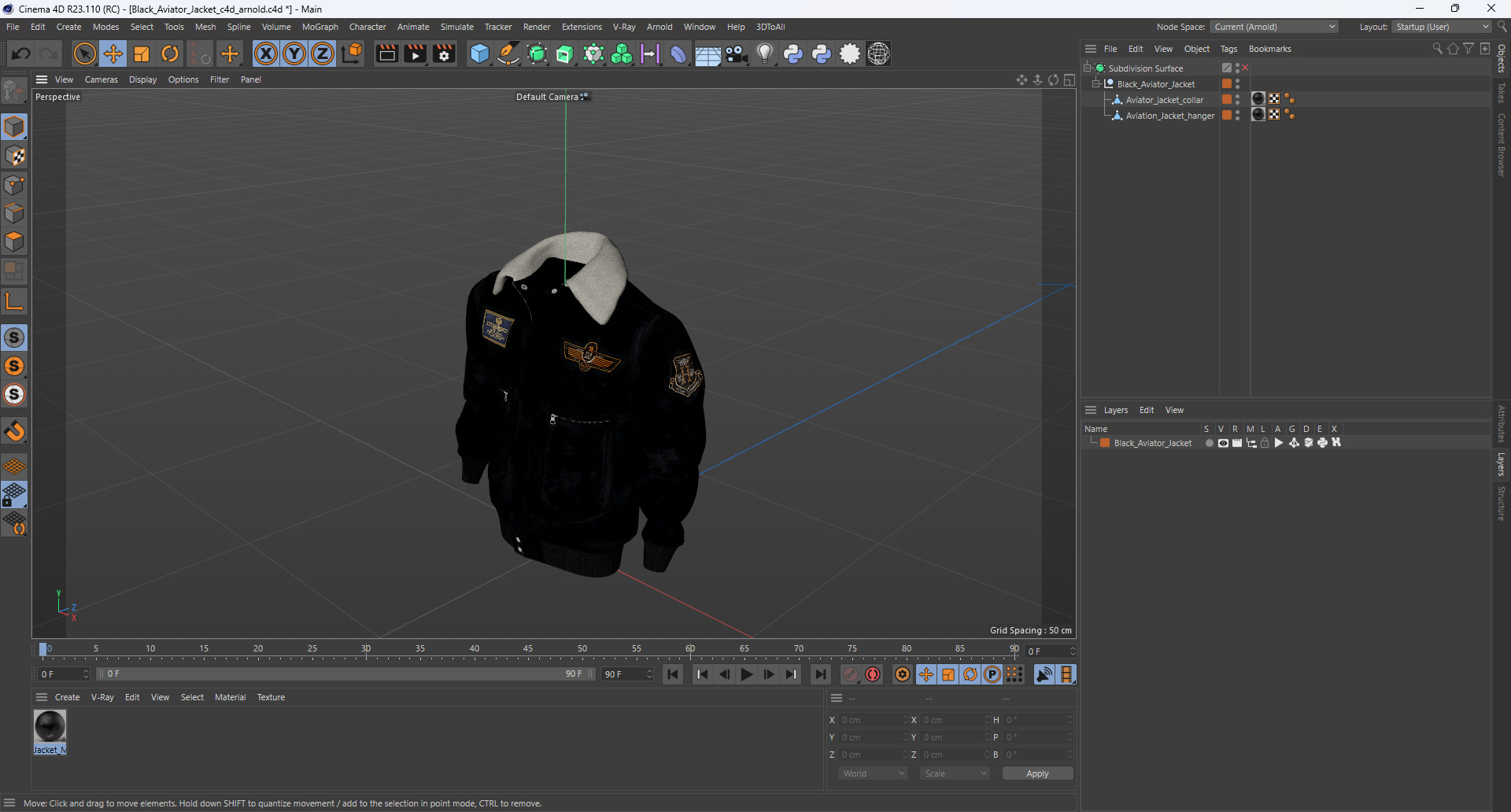 3D model Black Aviator Jacket