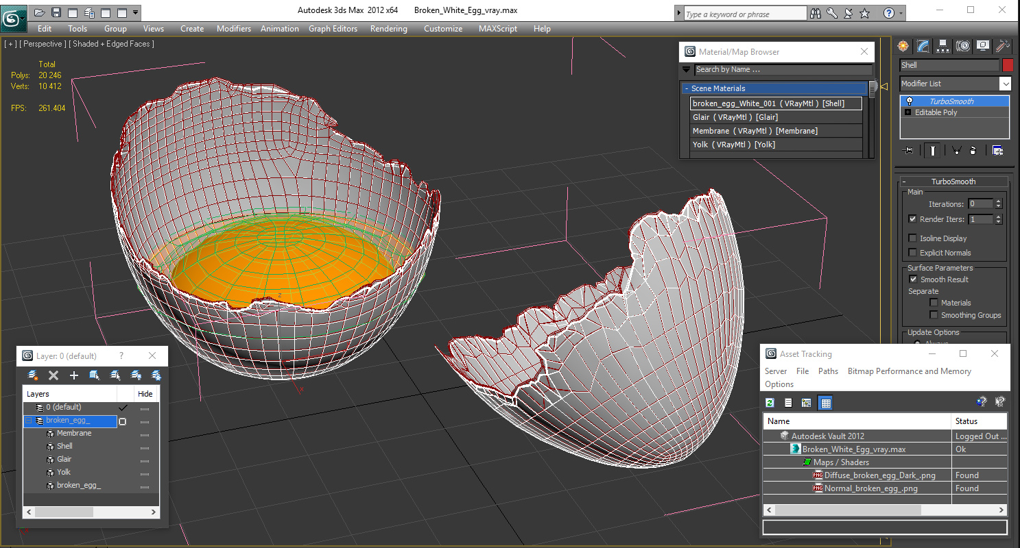 3D Broken White Egg
