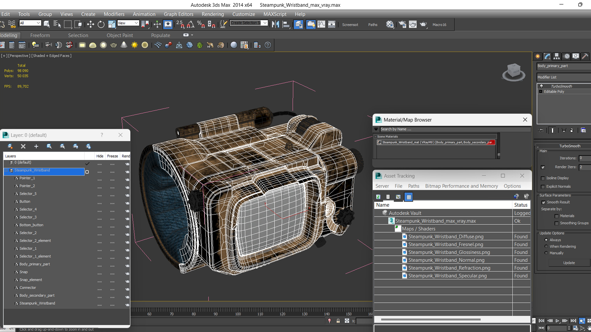 Steampunk Wristband 3D model