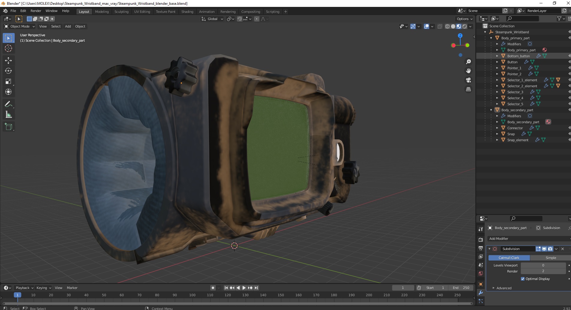 Steampunk Wristband 3D model