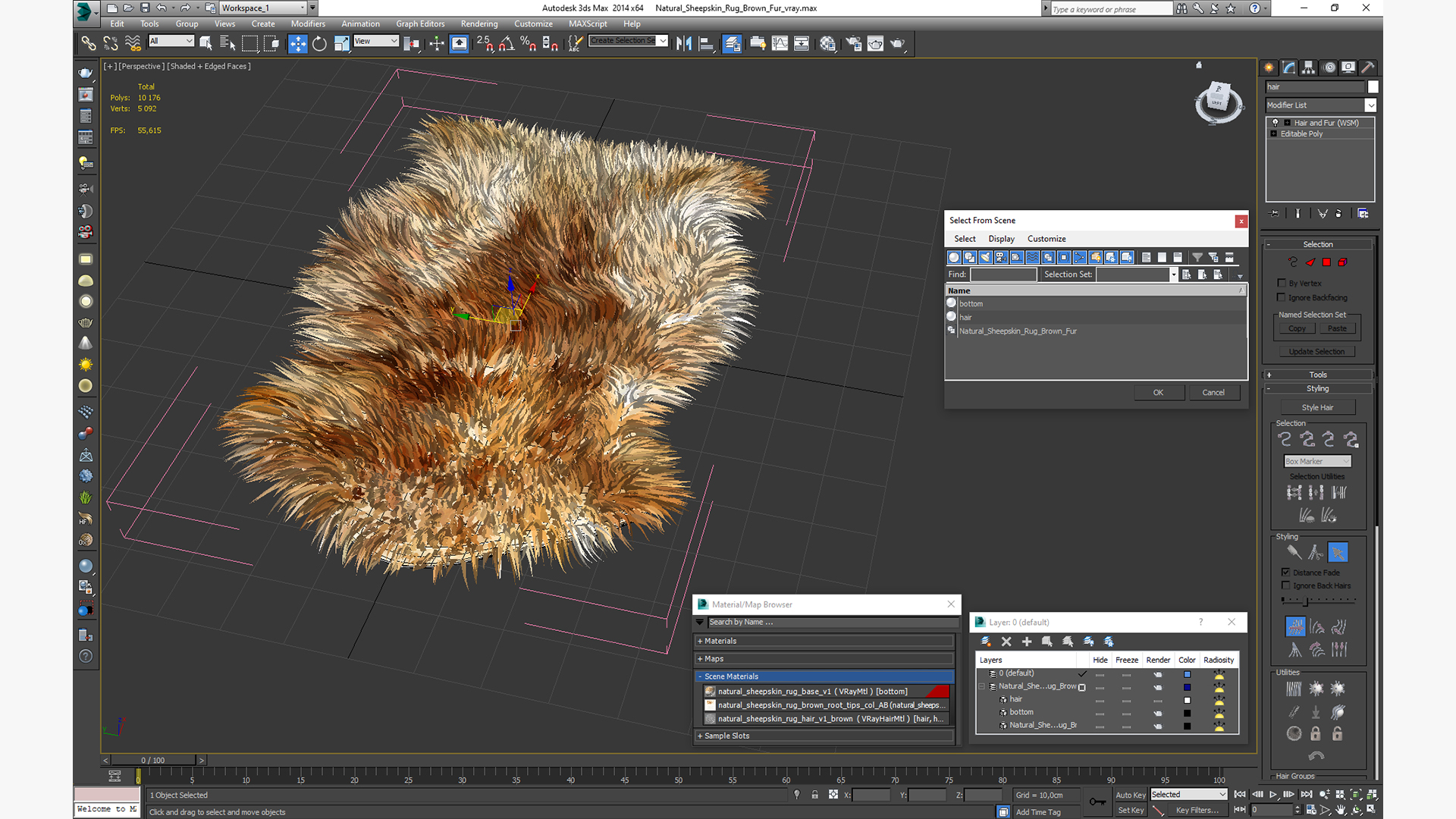 3D Natural Sheepskin Rug Brown Fur