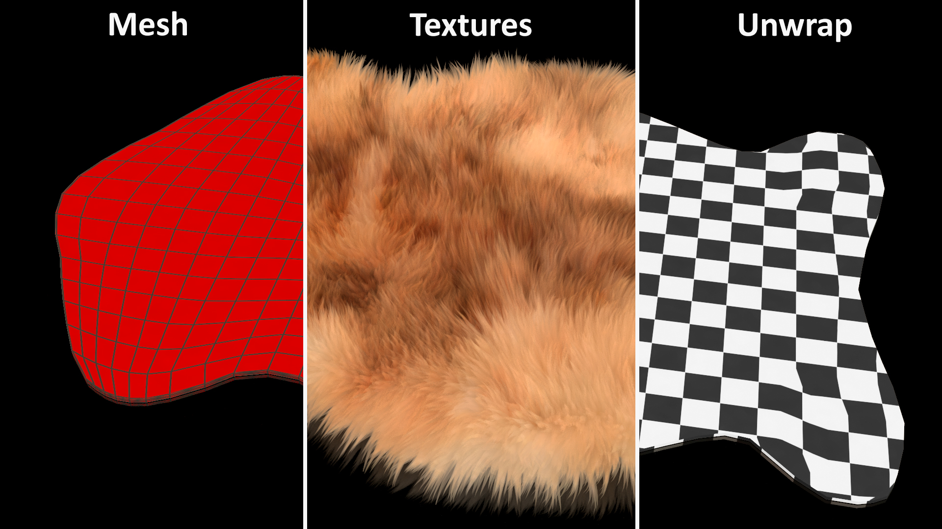 3D Natural Sheepskin Rug Brown Fur