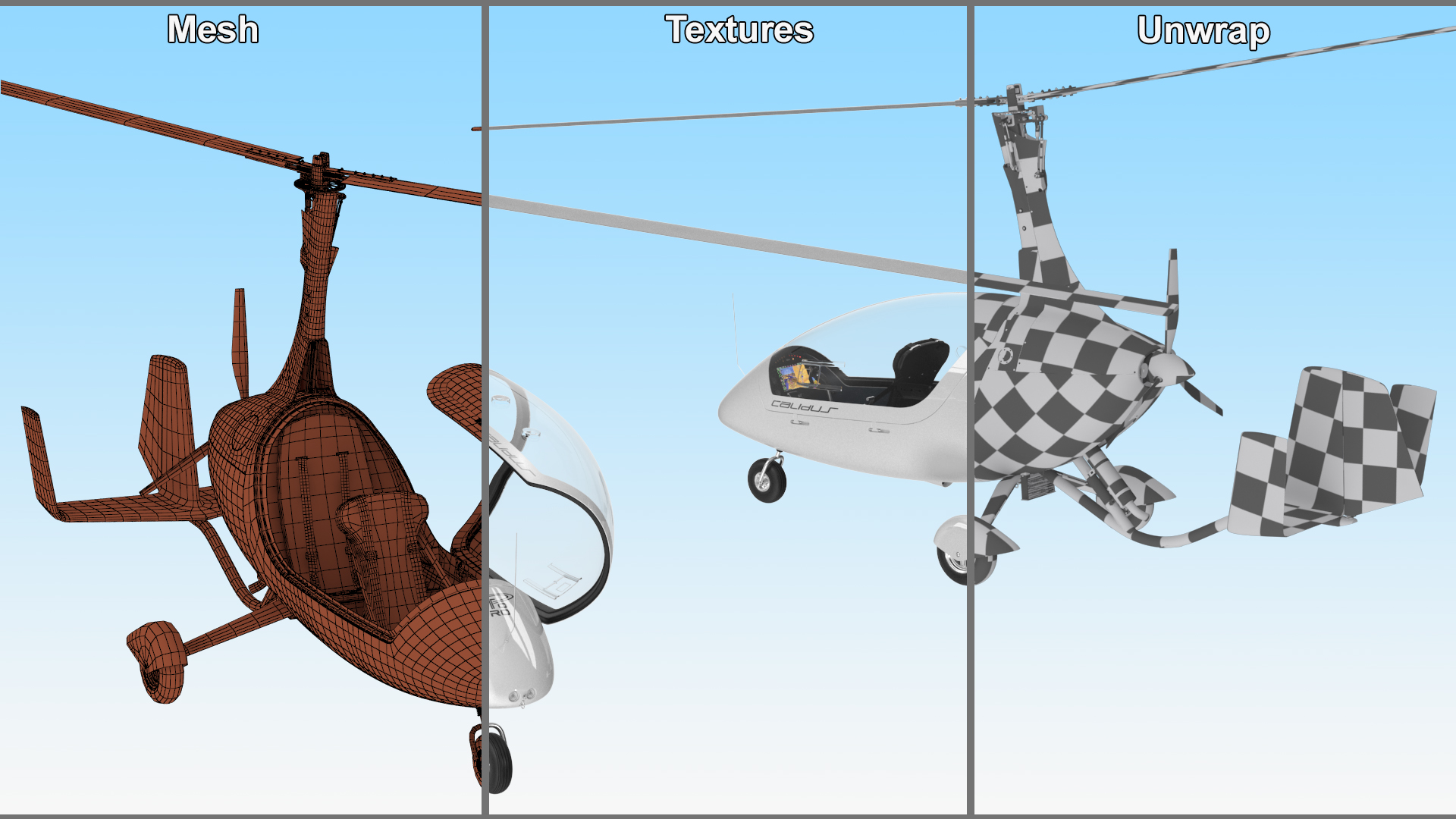 3D Gyroplane Calidus 912 White Rigged for Maya model