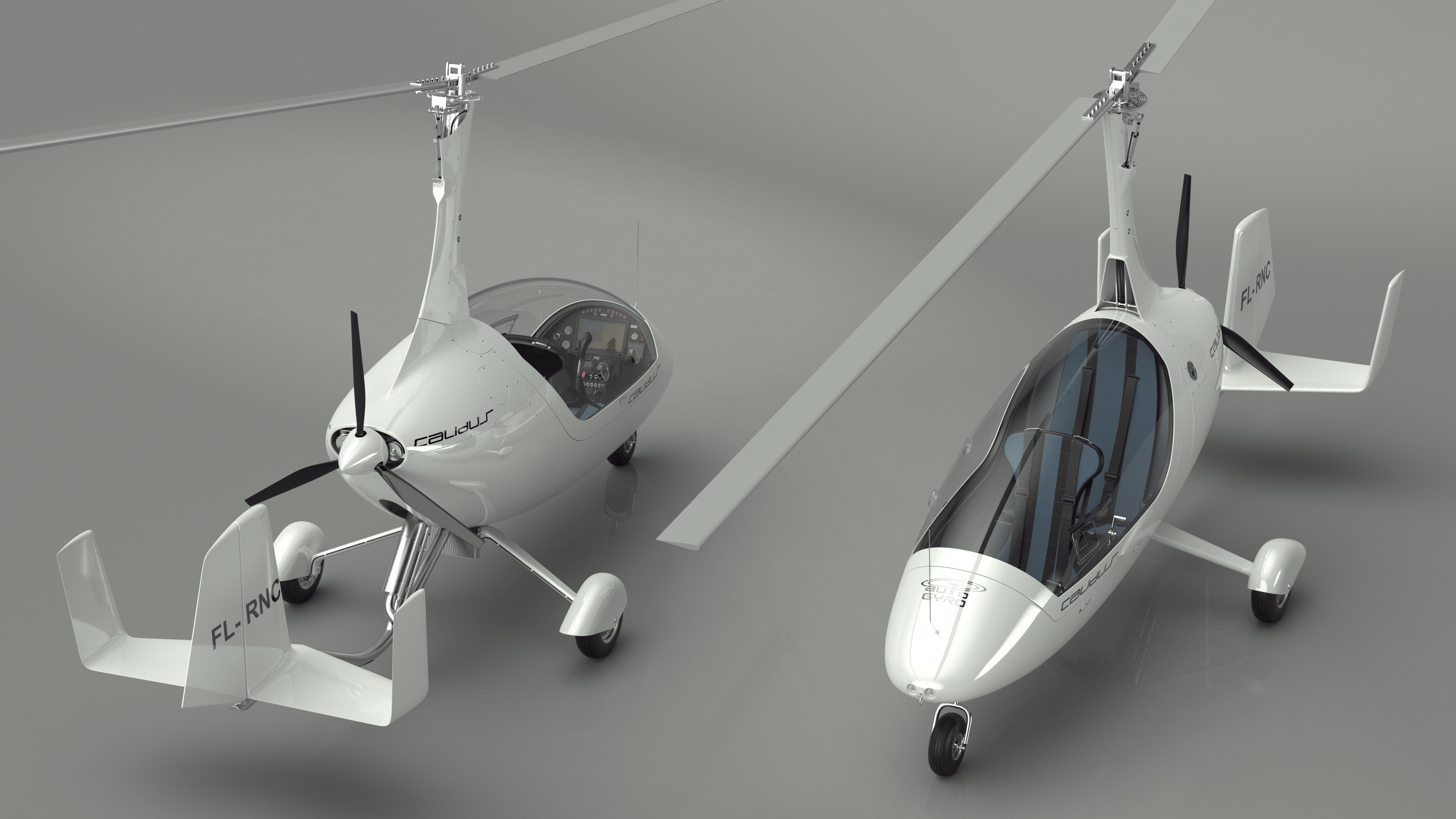 3D Gyroplane Calidus 912 White Rigged for Maya model