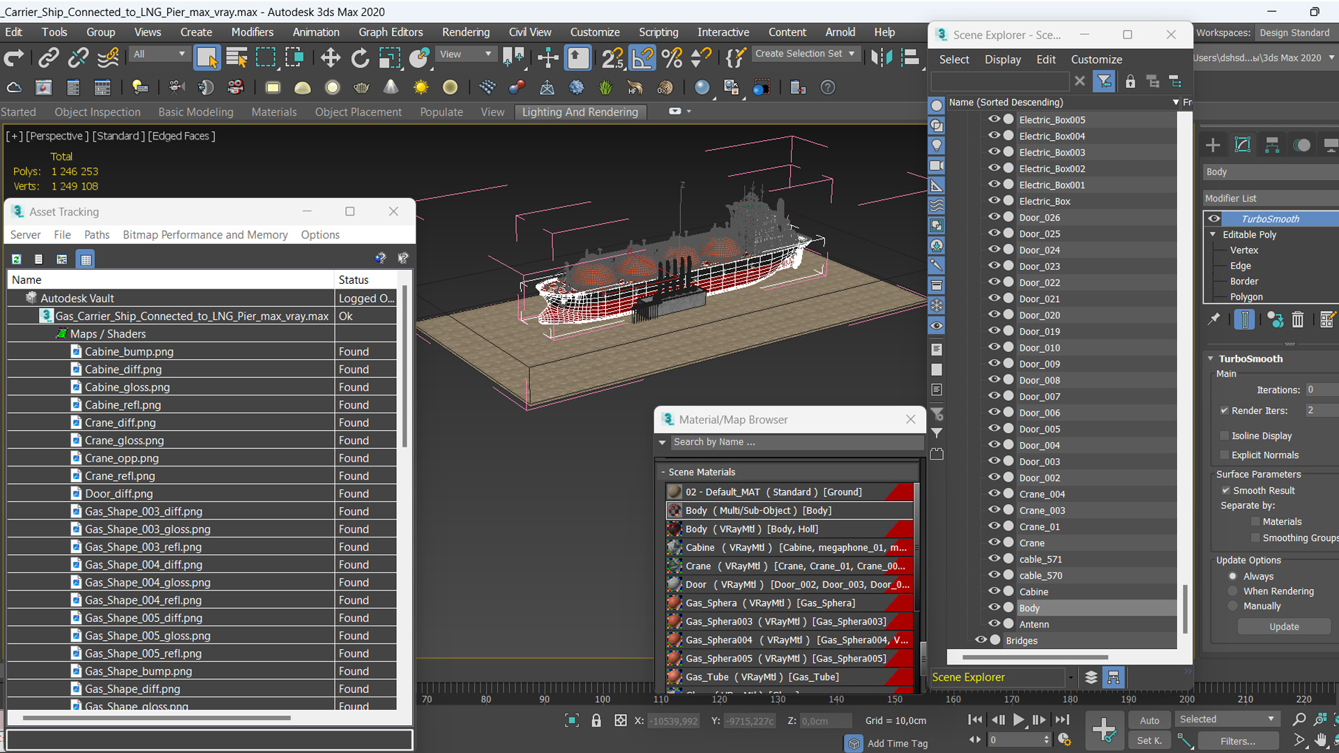 3D Gas Carrier Ship Сonnected to LNG Pier model