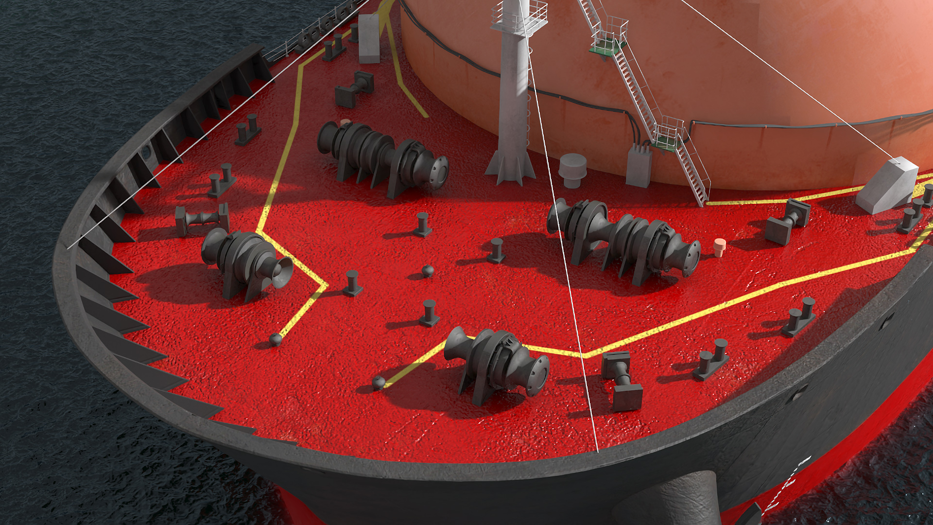 3D Gas Carrier Ship Сonnected to LNG Pier model