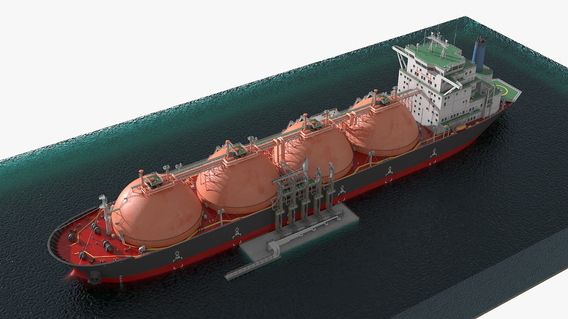 3D Gas Carrier Ship Сonnected to LNG Pier model