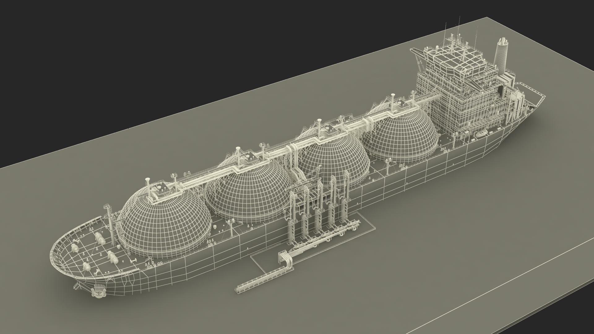 3D Gas Carrier Ship Сonnected to LNG Pier model