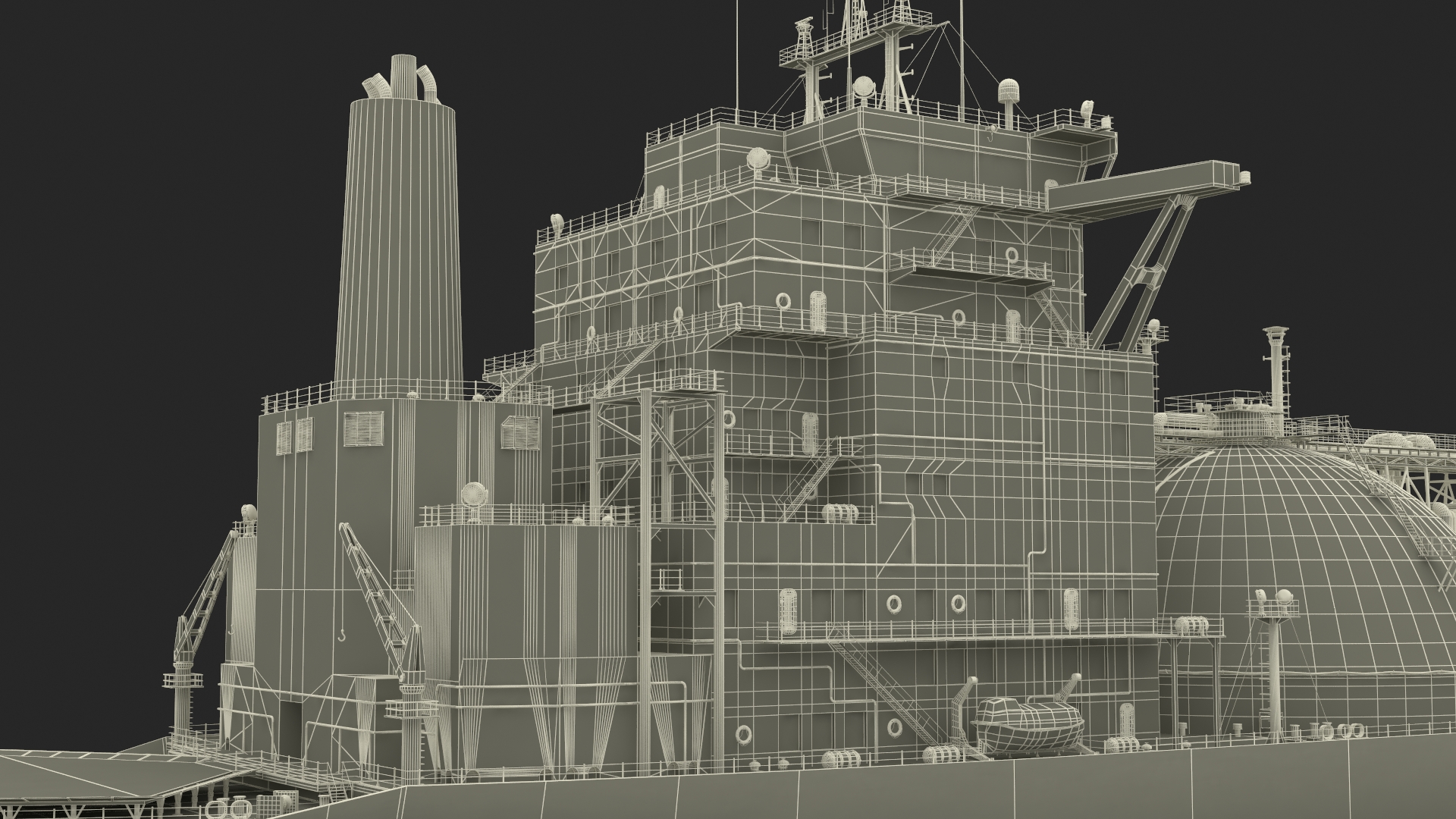 3D Gas Carrier Ship Сonnected to LNG Pier model
