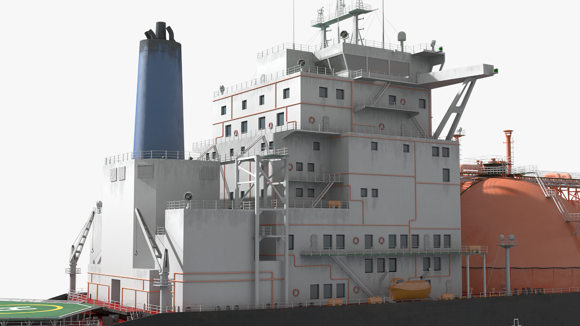 3D Gas Carrier Ship Сonnected to LNG Pier model