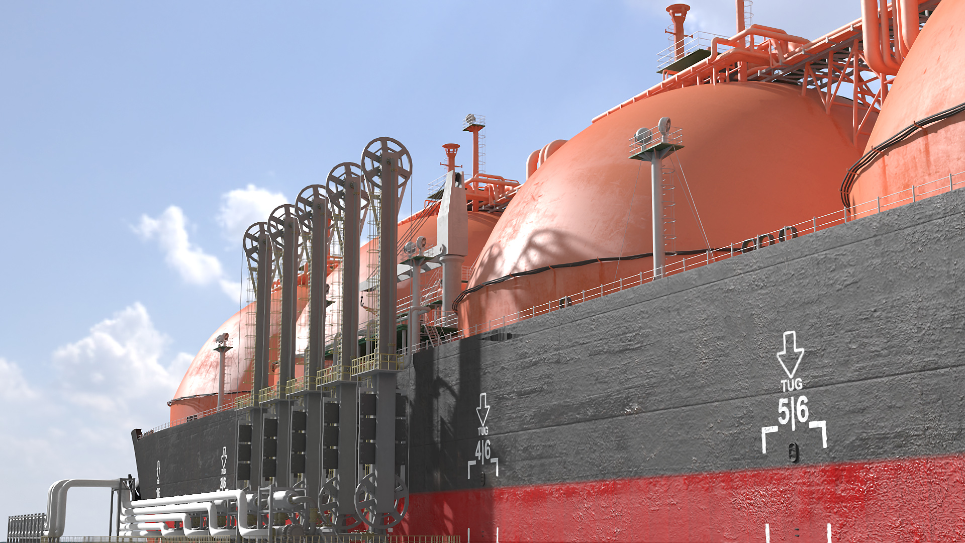 3D Gas Carrier Ship Сonnected to LNG Pier model