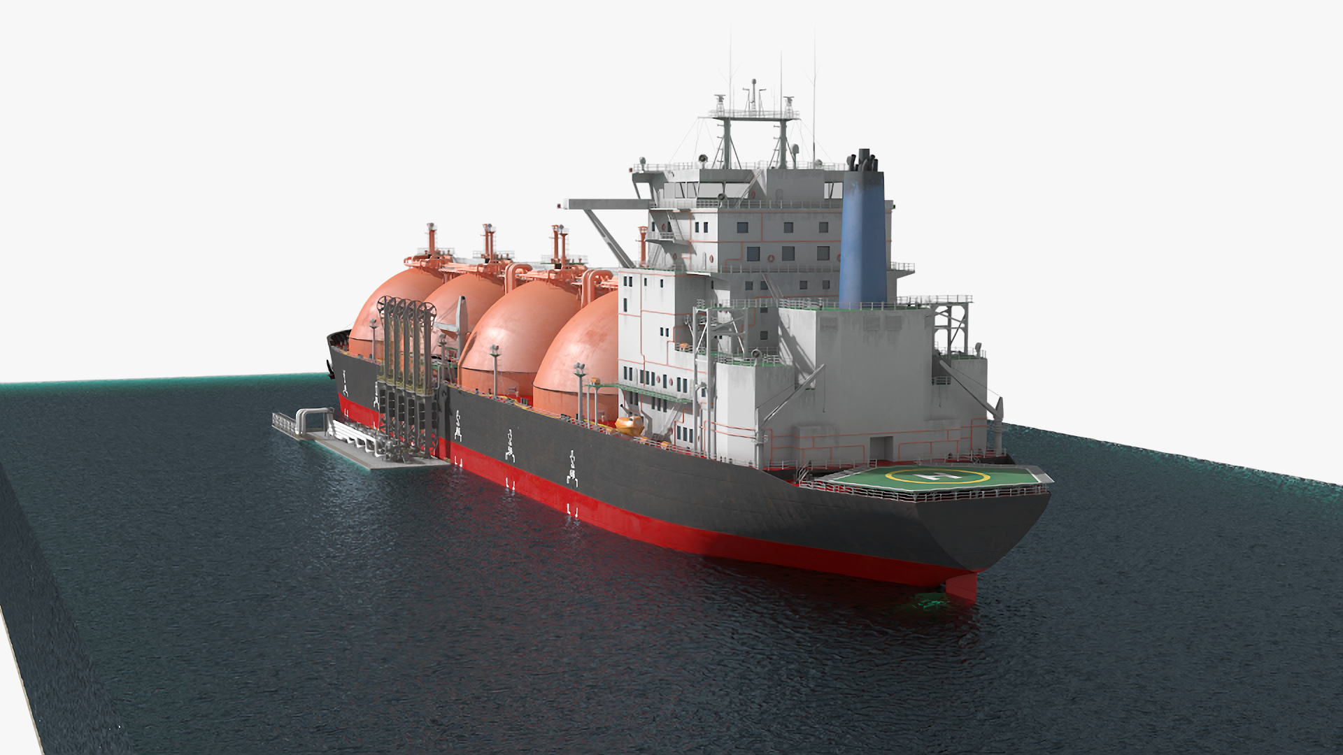 3D Gas Carrier Ship Сonnected to LNG Pier model