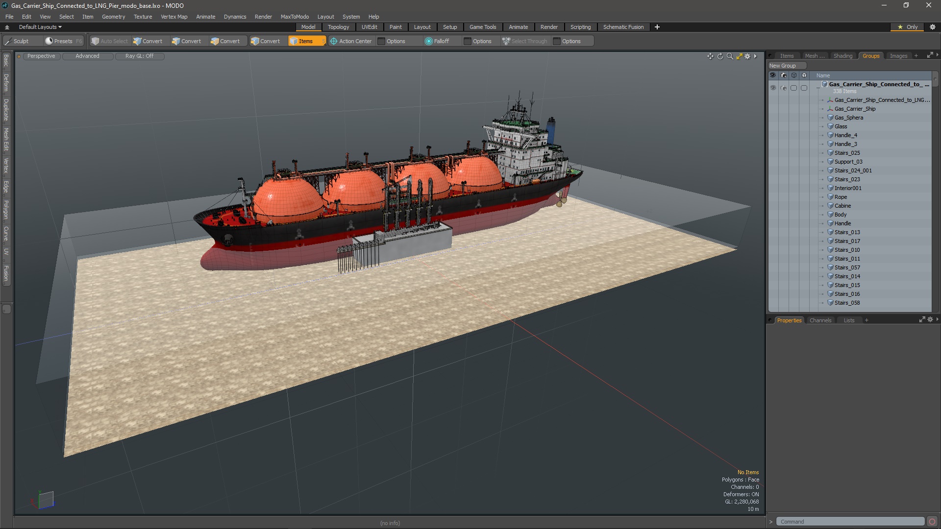 3D Gas Carrier Ship Сonnected to LNG Pier model