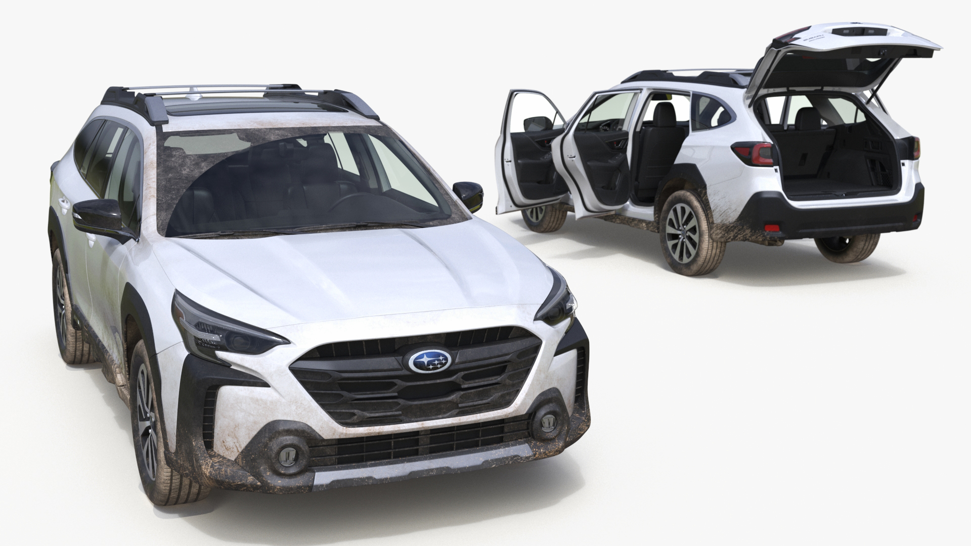 3D White Subaru Outback 2025 Dirty