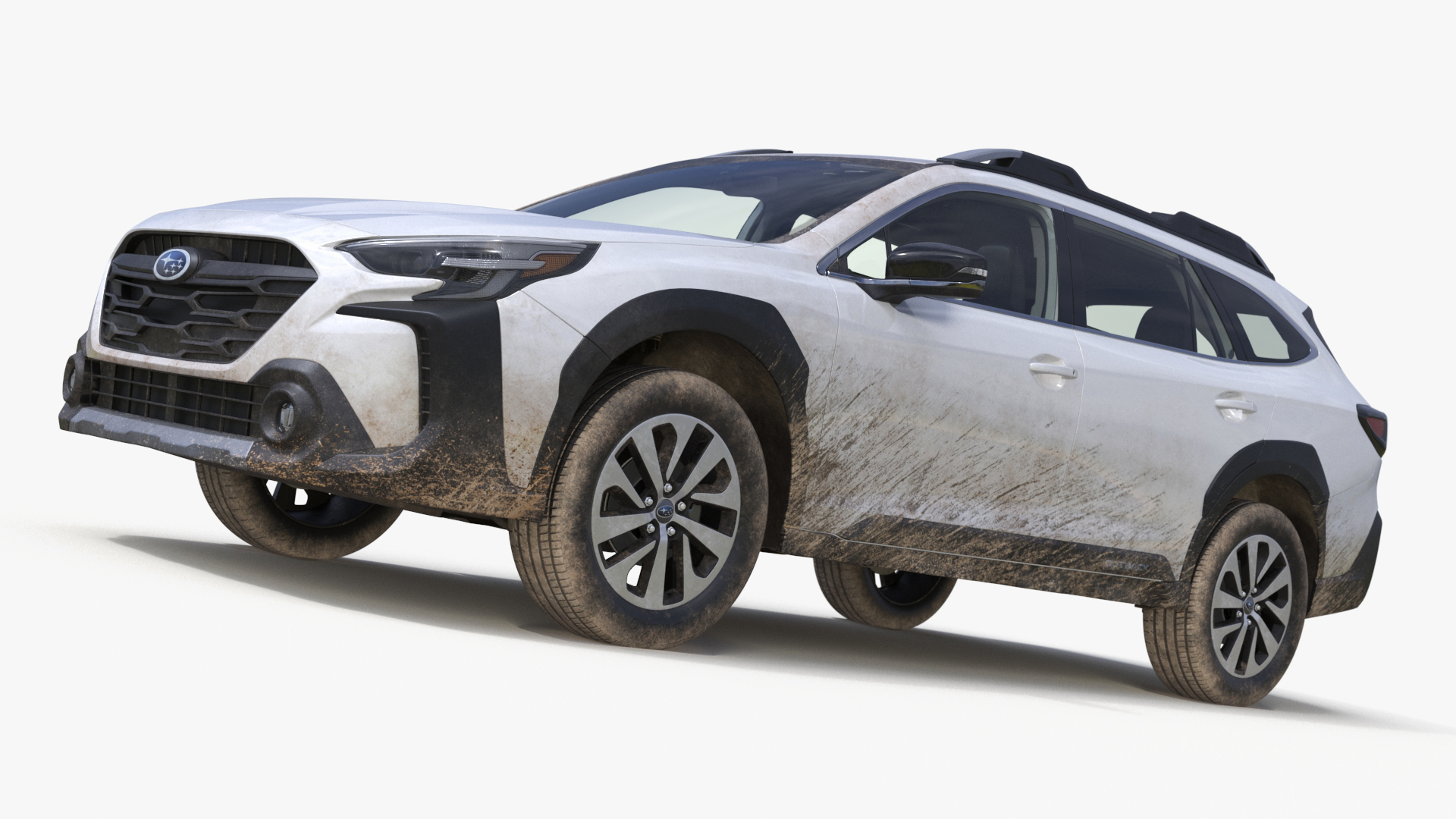 3D White Subaru Outback 2025 Dirty