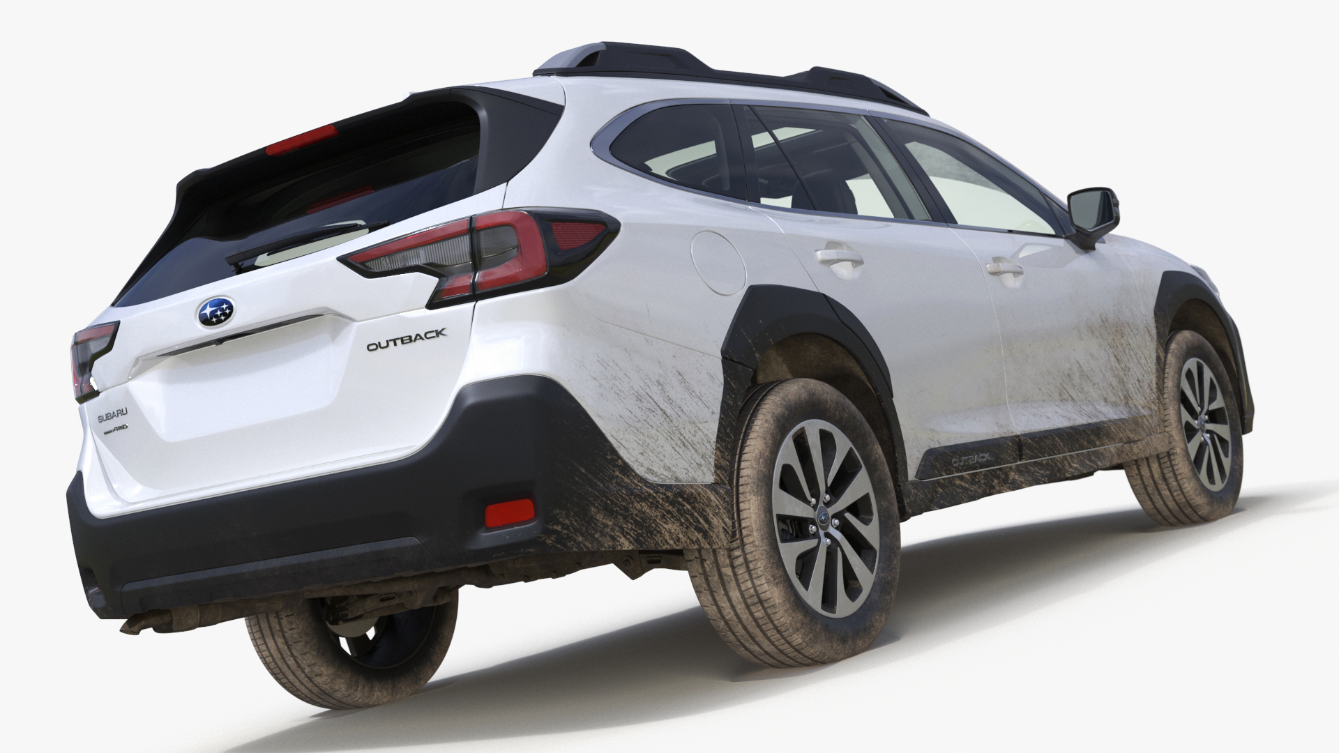 3D White Subaru Outback 2025 Dirty