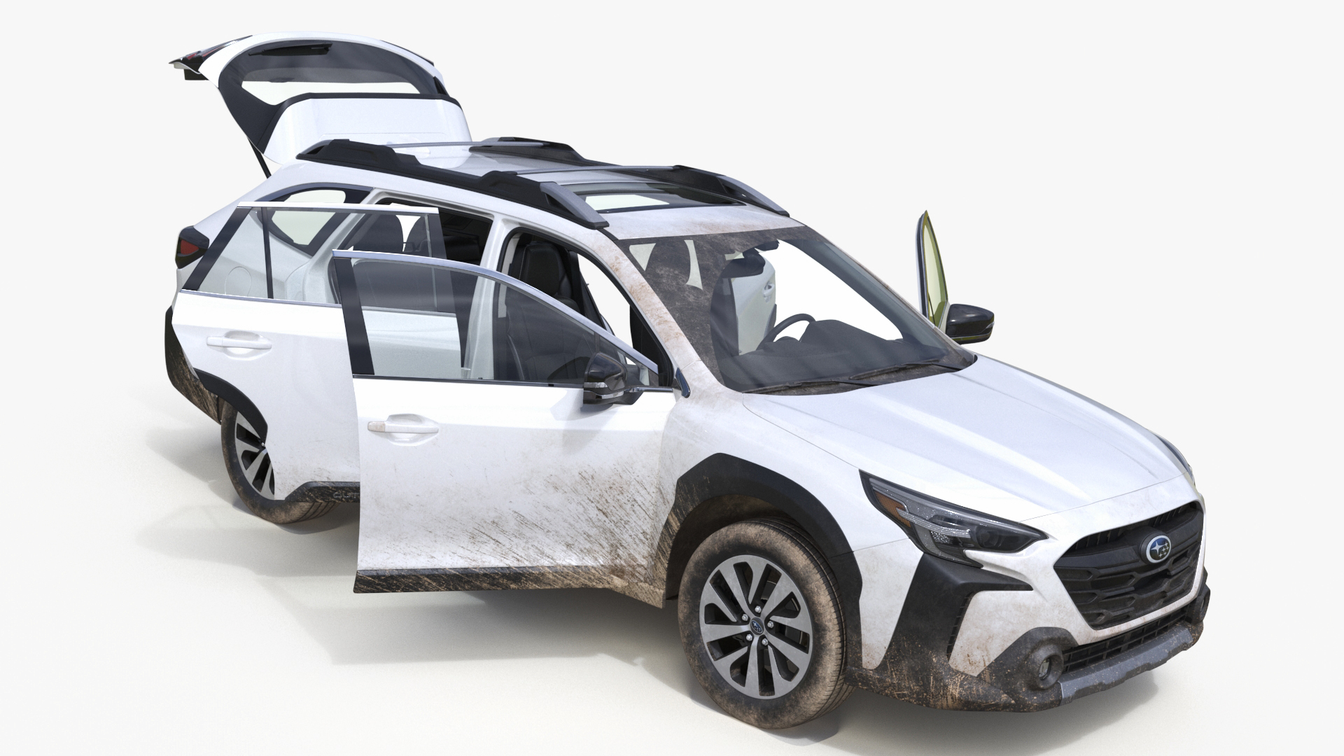 3D White Subaru Outback 2025 Dirty