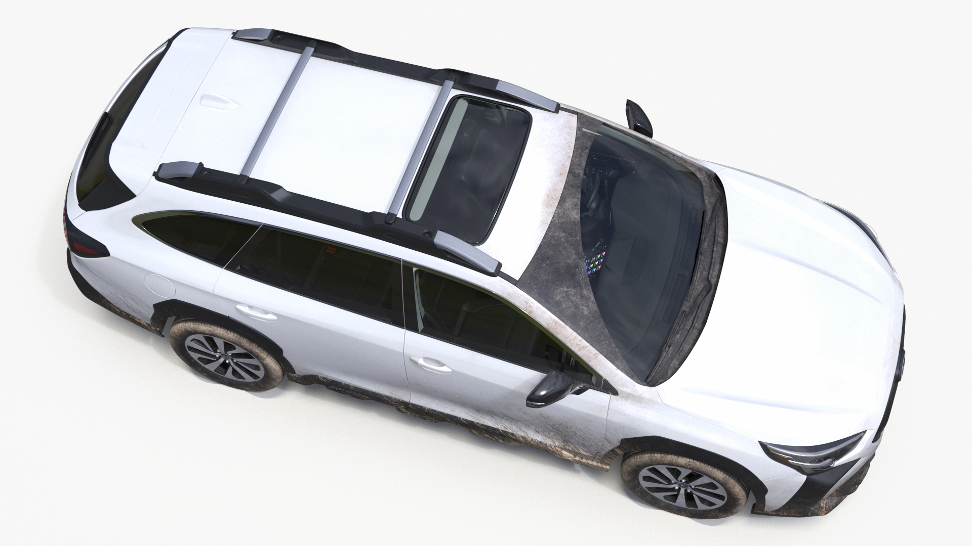 3D White Subaru Outback 2025 Dirty