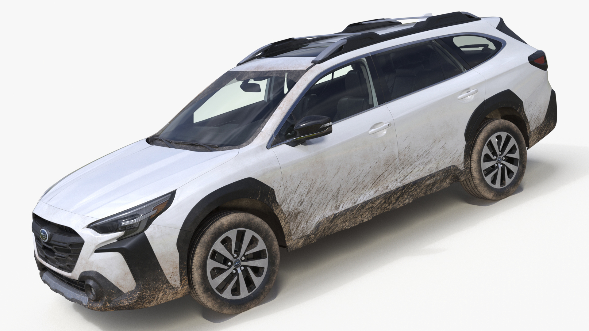 3D White Subaru Outback 2025 Dirty