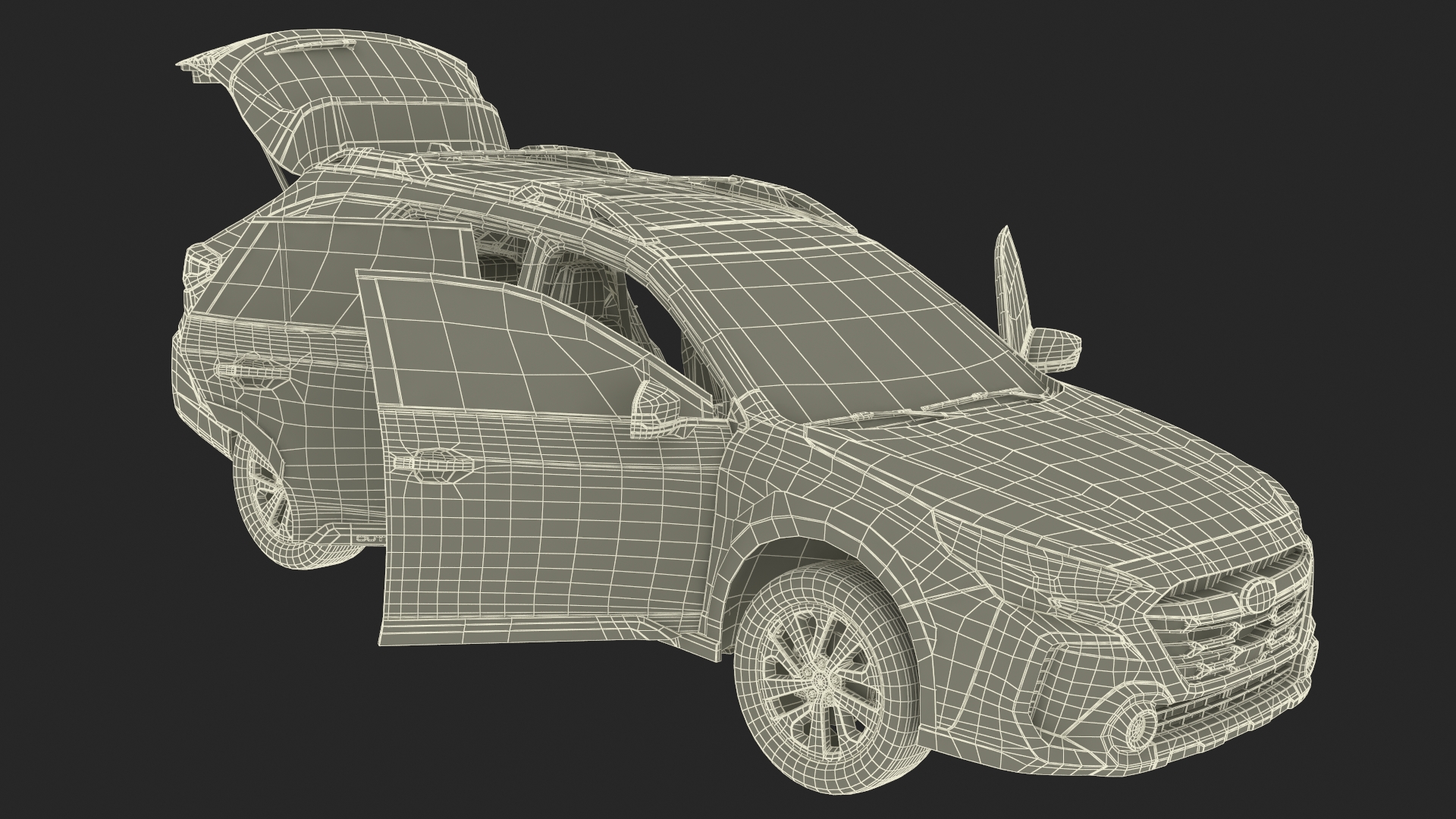 3D White Subaru Outback 2025 Dirty