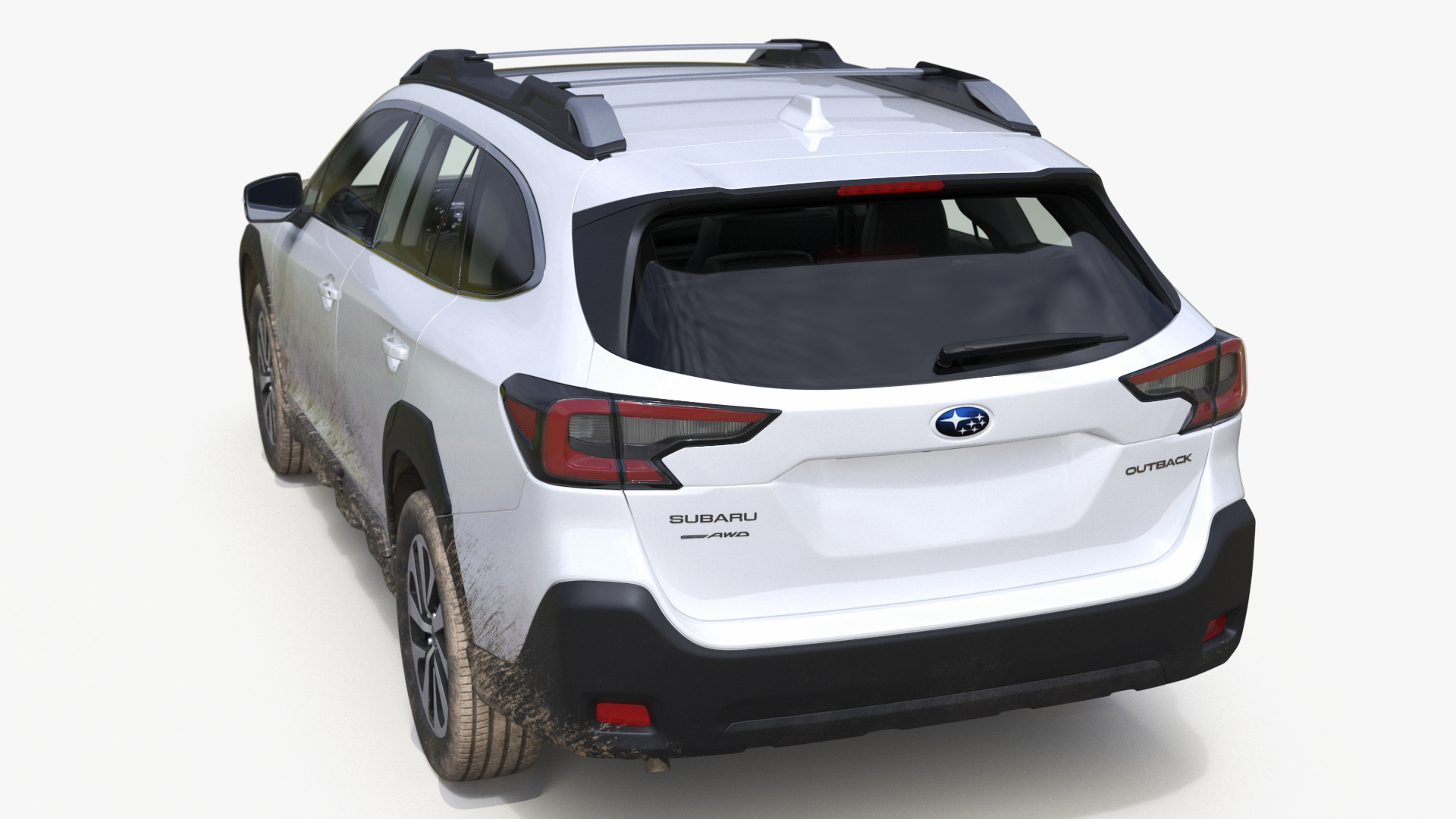 3D White Subaru Outback 2025 Dirty