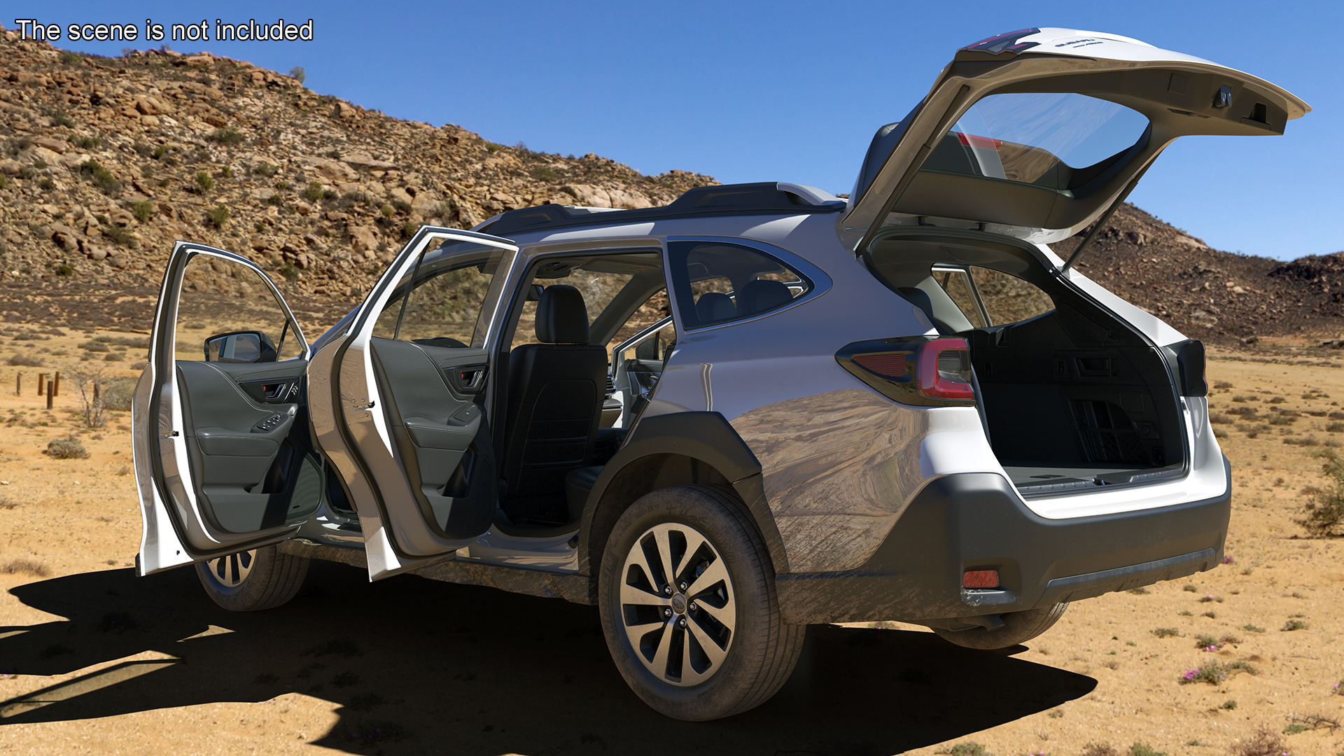 3D White Subaru Outback 2025 Dirty