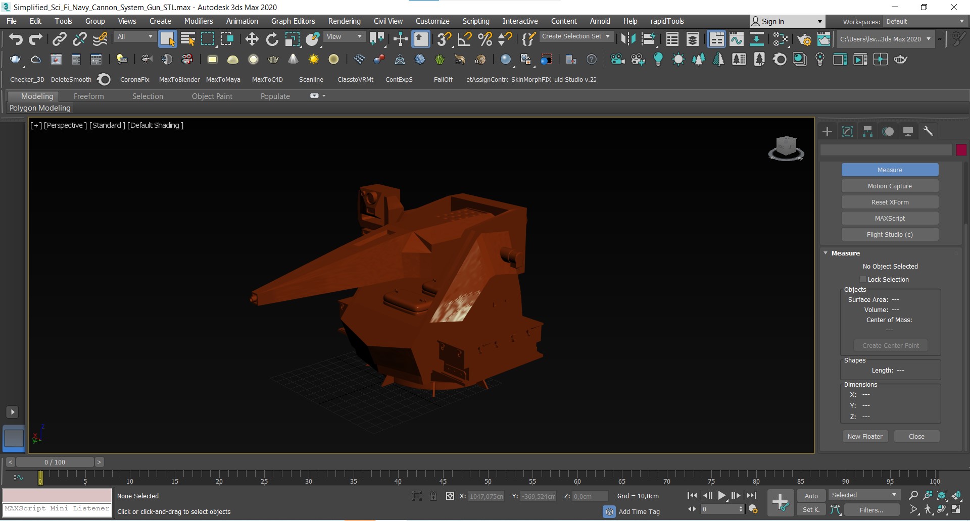 3D Simplified Sci Fi Navy Cannon System Gun for 3D Print model
