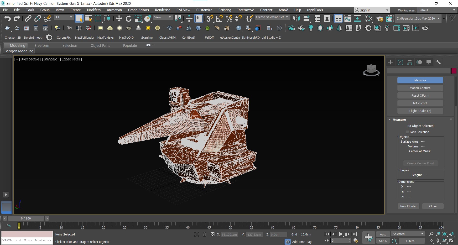 3D Simplified Sci Fi Navy Cannon System Gun for 3D Print model