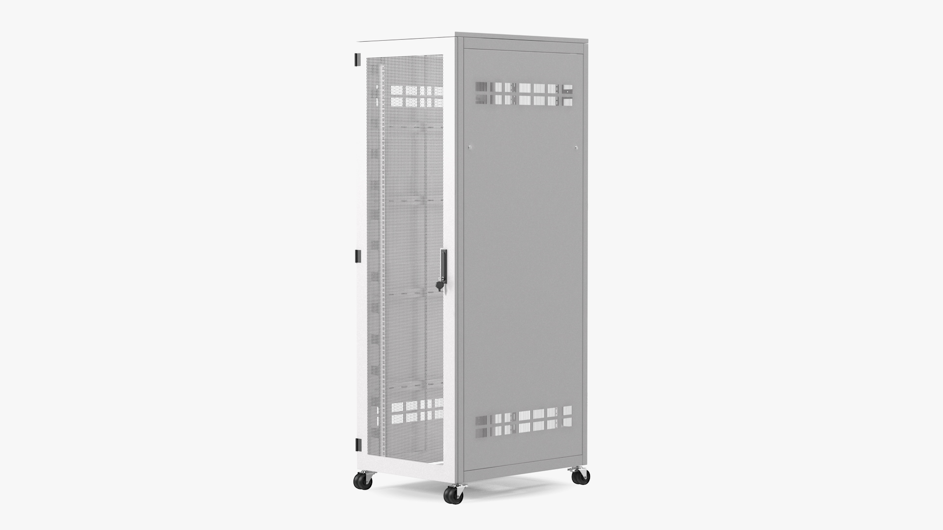 Floor Standing Rack Cabinet 42 Unit White Empty 3D