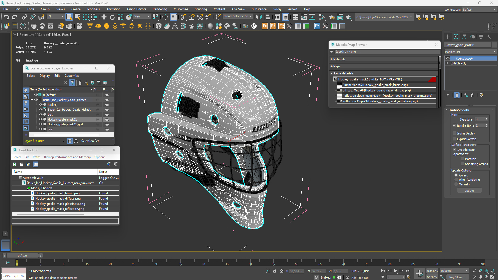 3D model Bauer Ice Hockey Goalie Helmet