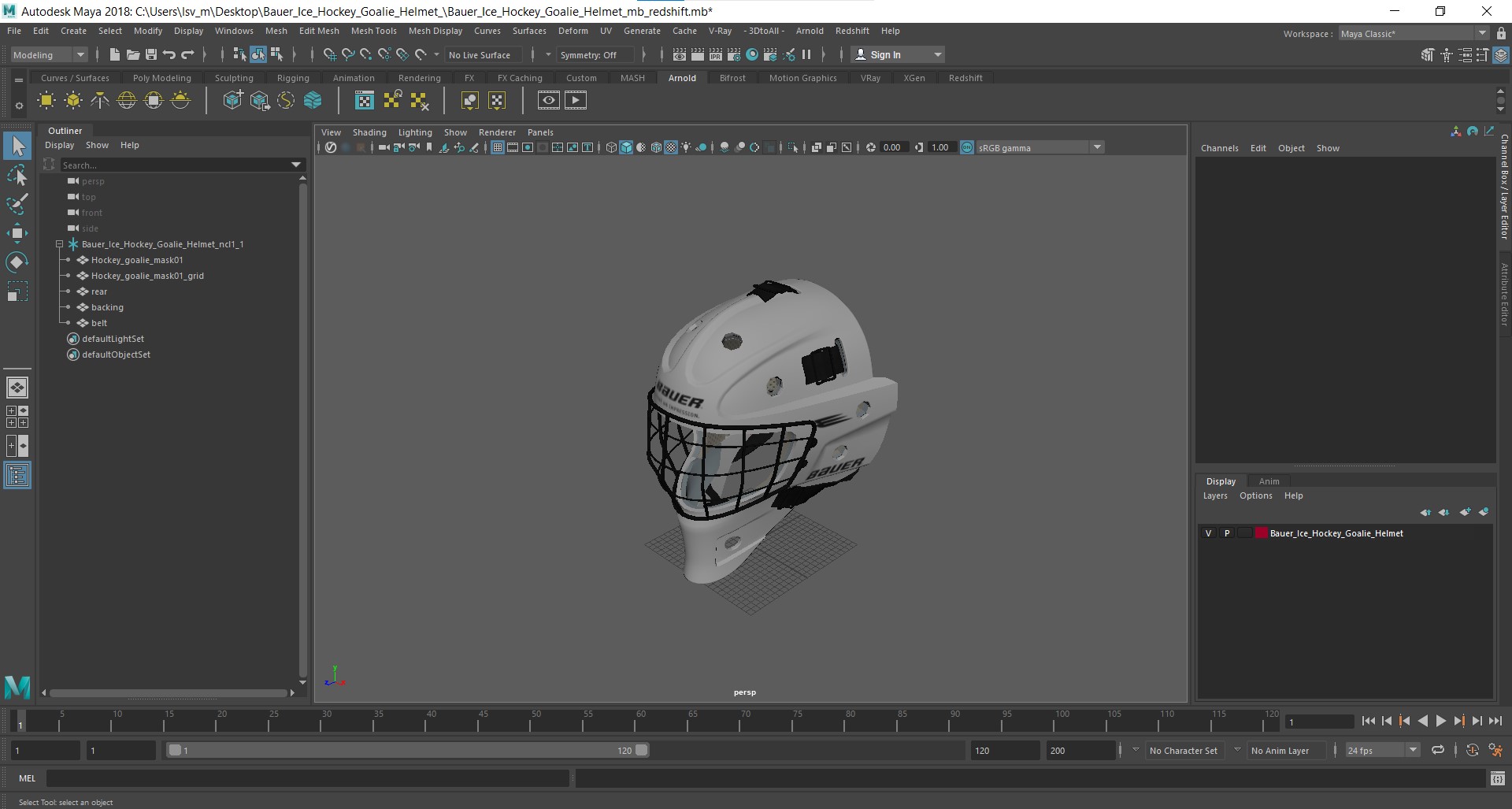 3D model Bauer Ice Hockey Goalie Helmet