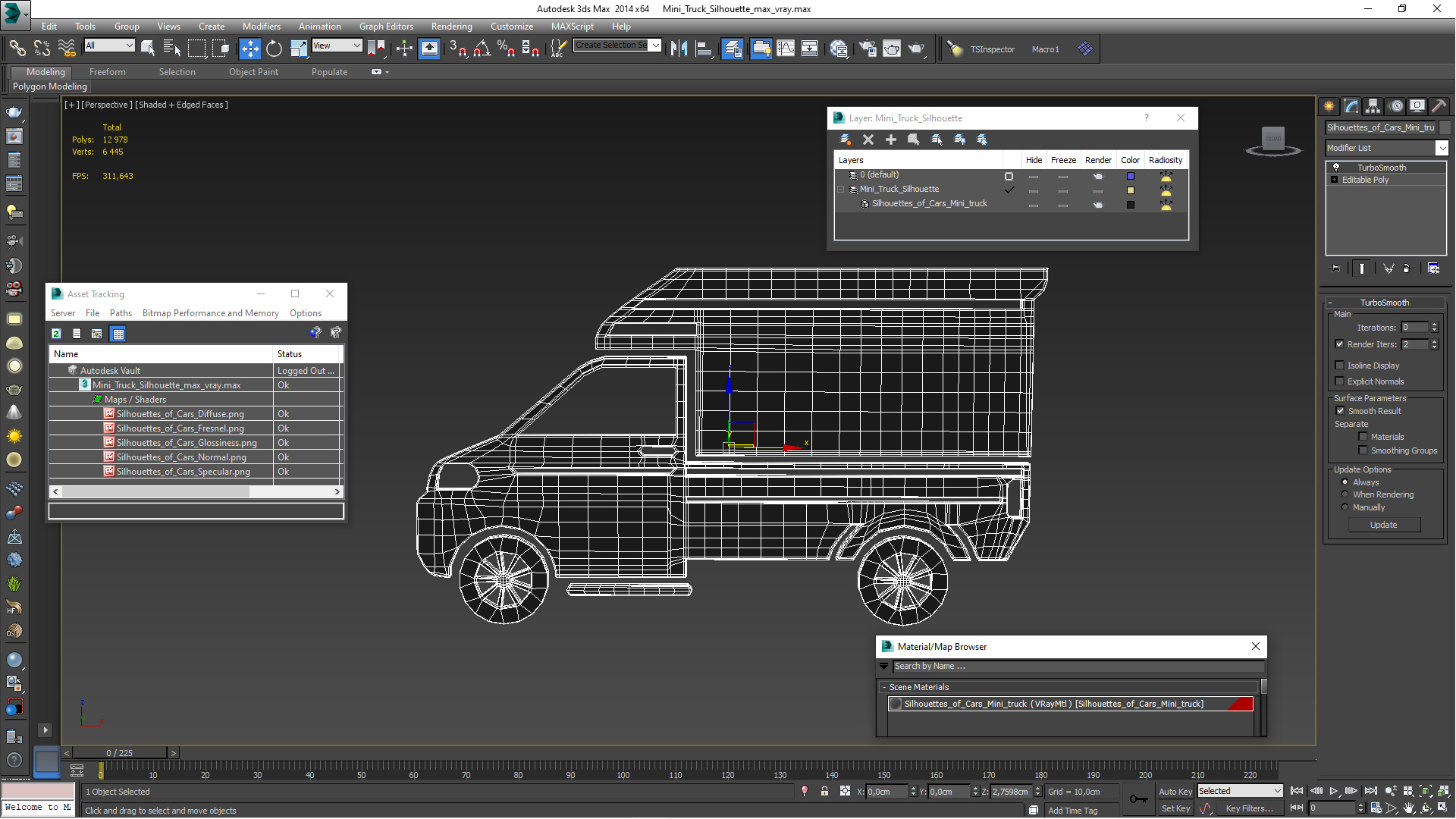 3D Mini Truck Silhouette