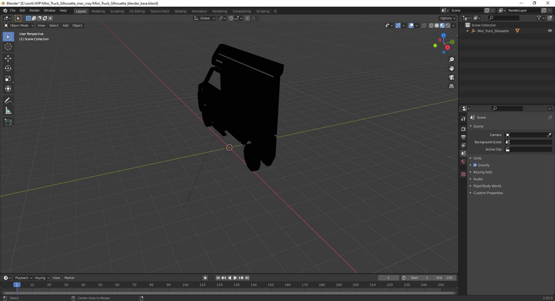 3D Mini Truck Silhouette