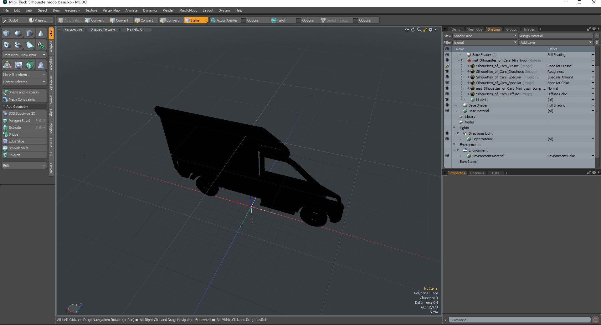 3D Mini Truck Silhouette