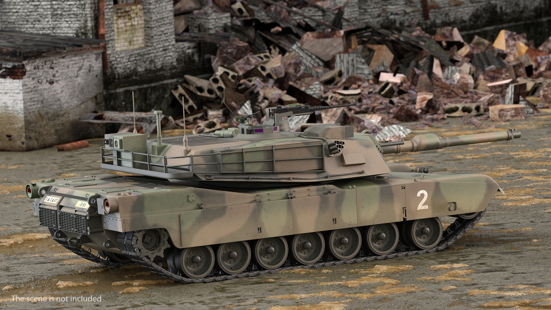 Oshkosh M1070 Tank Transporter M1000 Semi-Trailer with M1 Abrams 3D model