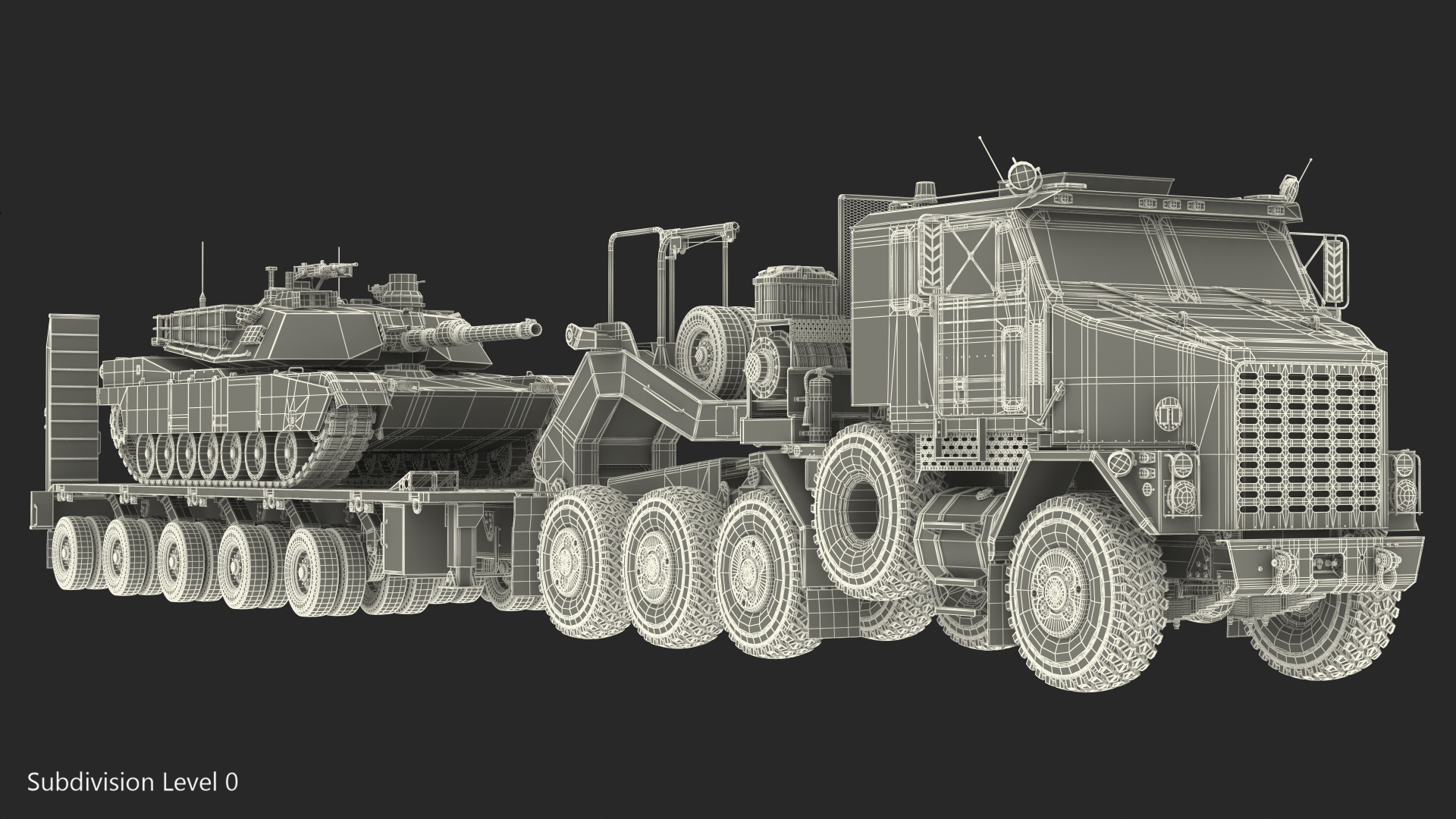 Oshkosh M1070 Tank Transporter M1000 Semi-Trailer with M1 Abrams 3D model