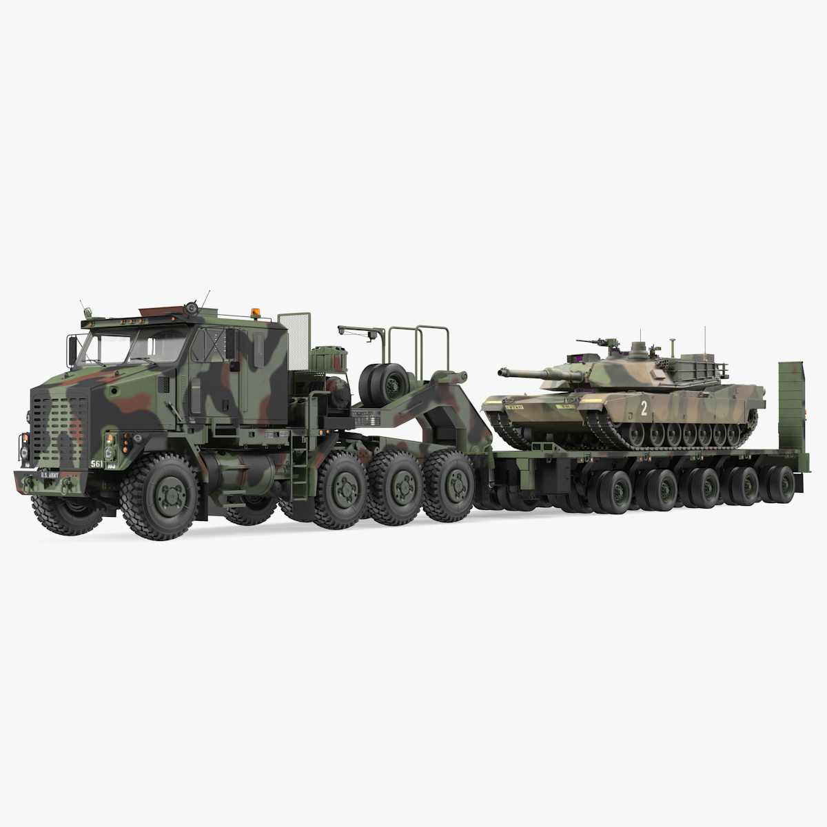 Oshkosh M1070 Tank Transporter M1000 Semi-Trailer with M1 Abrams