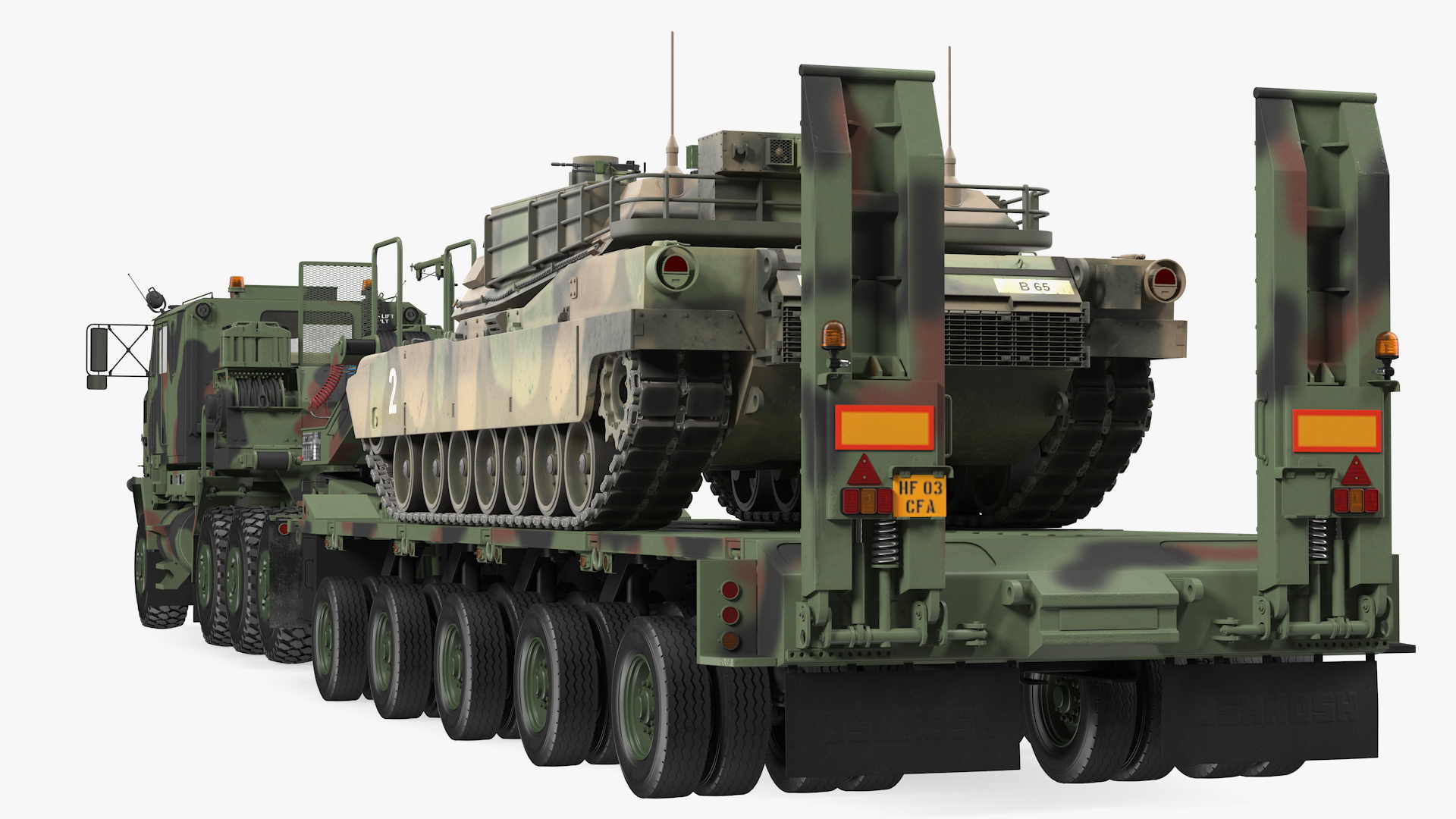 Oshkosh M1070 Tank Transporter M1000 Semi-Trailer with M1 Abrams 3D model