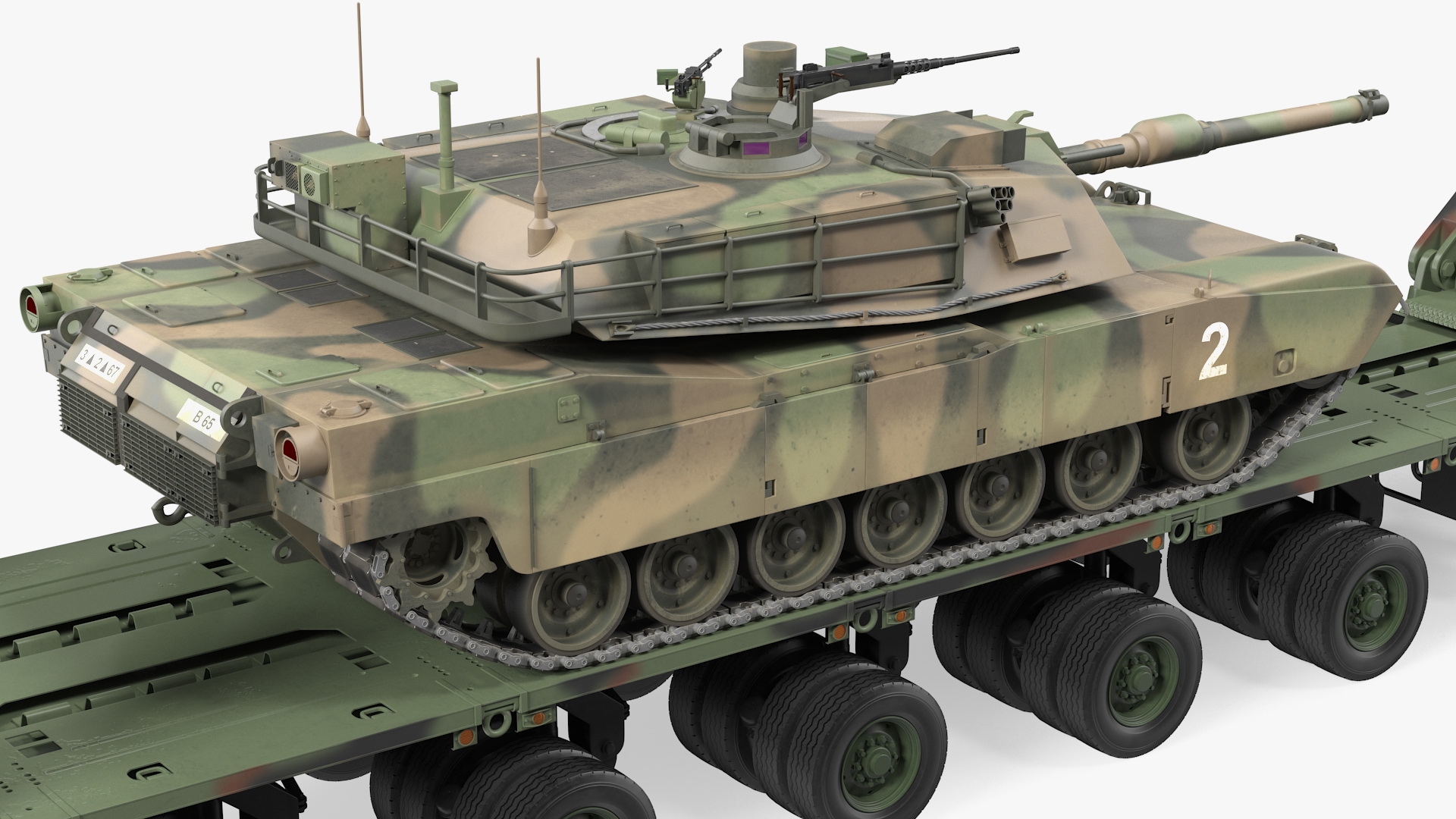 Oshkosh M1070 Tank Transporter M1000 Semi-Trailer with M1 Abrams 3D model