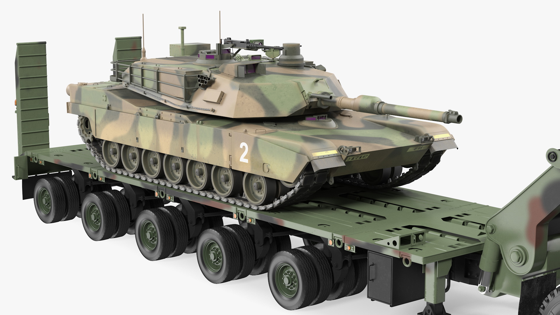 Oshkosh M1070 Tank Transporter M1000 Semi-Trailer with M1 Abrams 3D model
