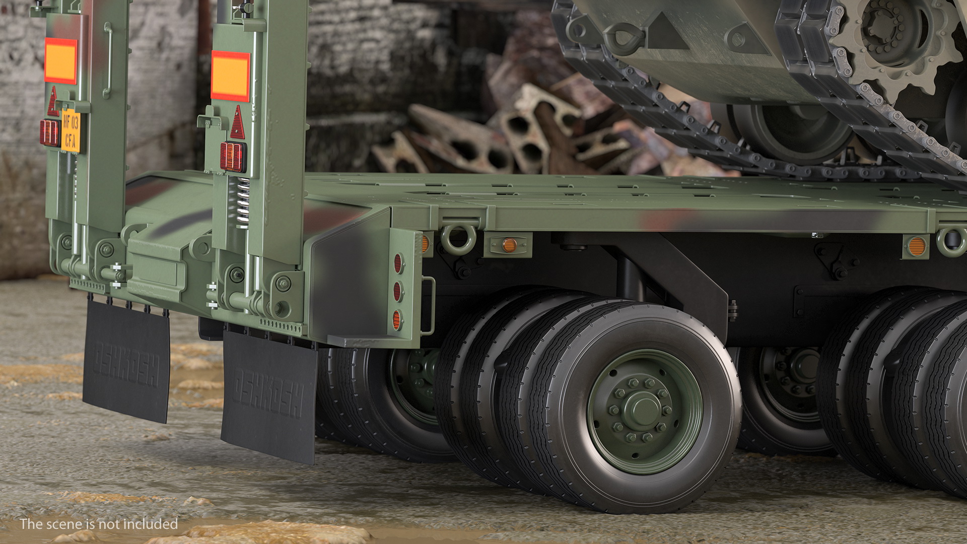 Oshkosh M1070 Tank Transporter M1000 Semi-Trailer with M1 Abrams 3D model