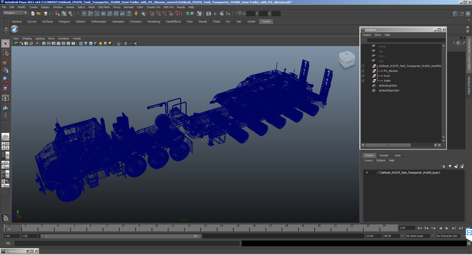 Oshkosh M1070 Tank Transporter M1000 Semi-Trailer with M1 Abrams 3D model
