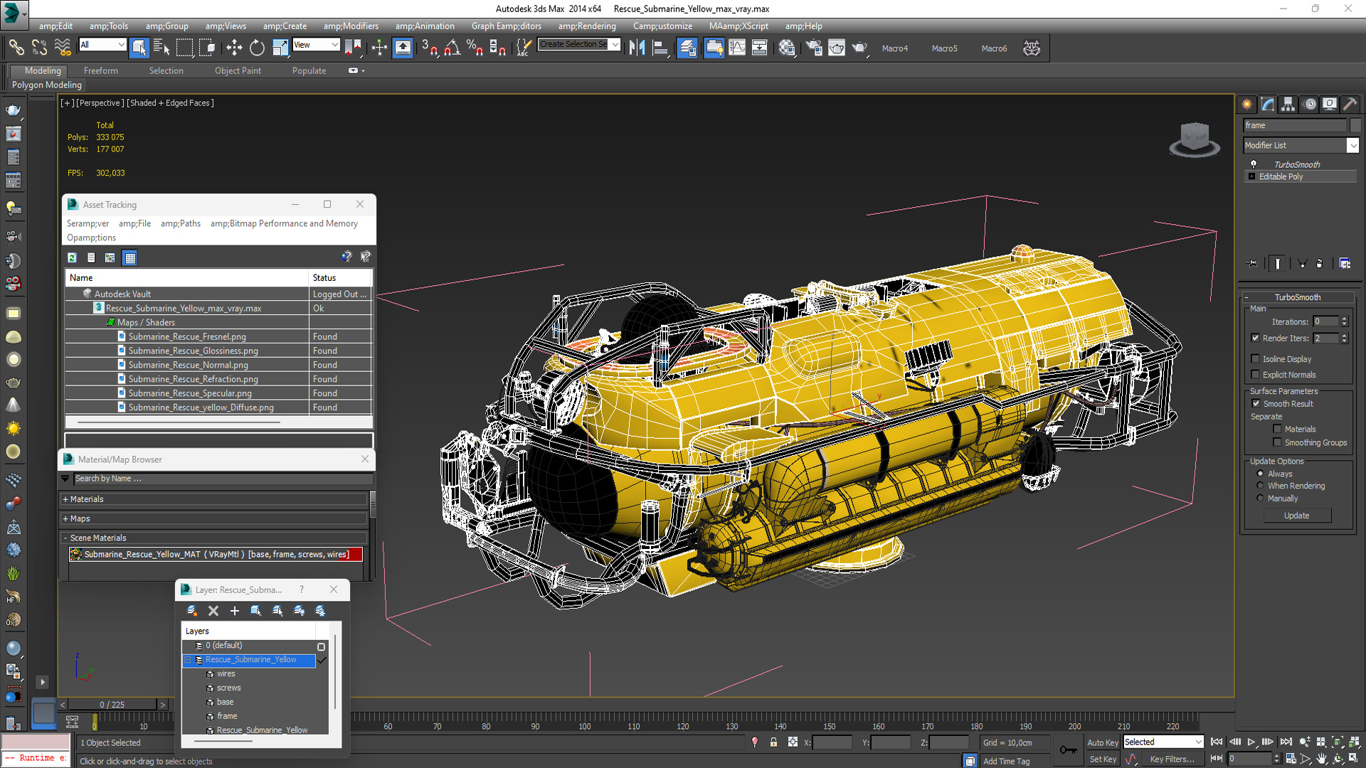 3D Rescue Submarine Yellow model