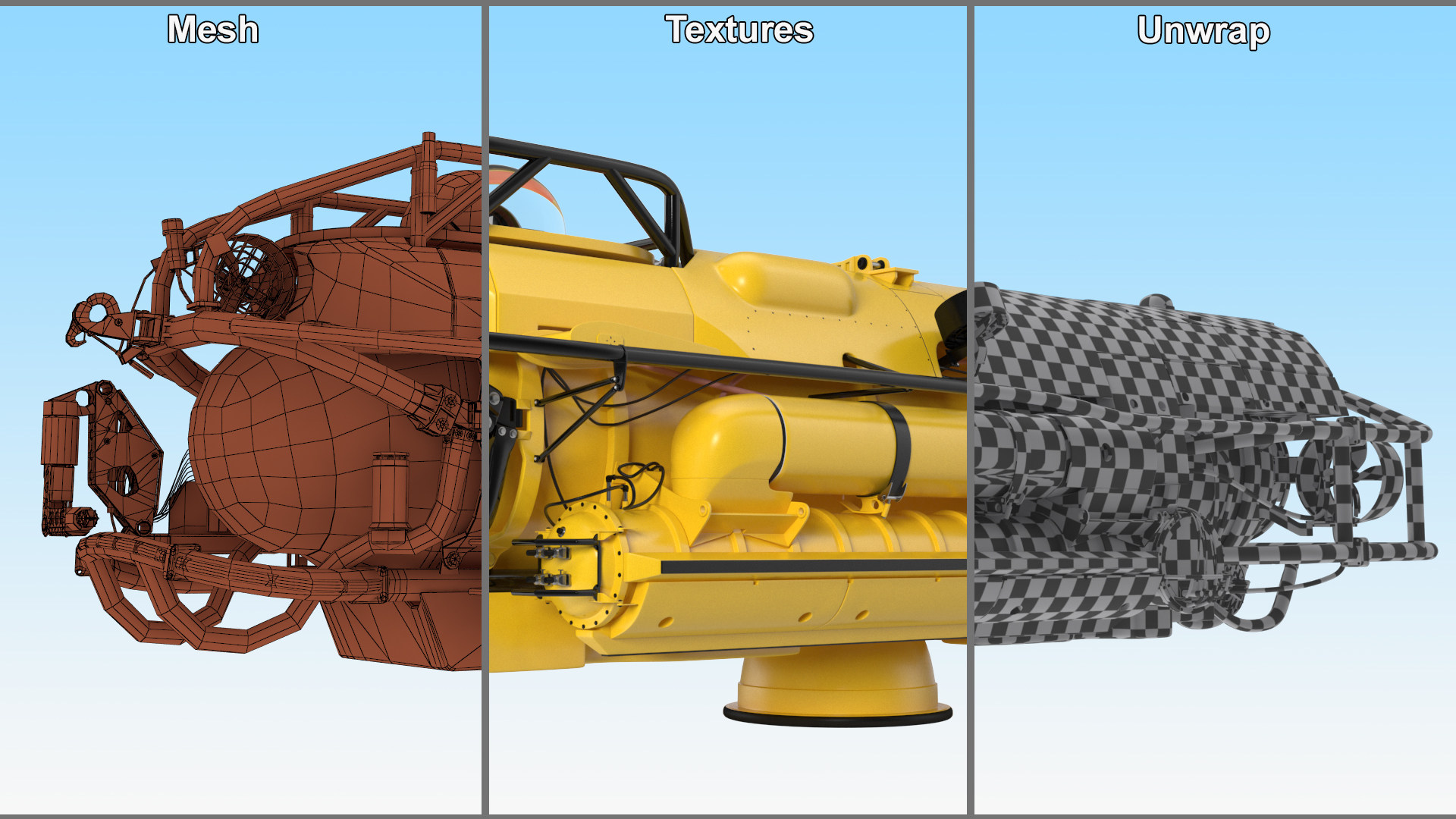 3D Rescue Submarine Yellow model