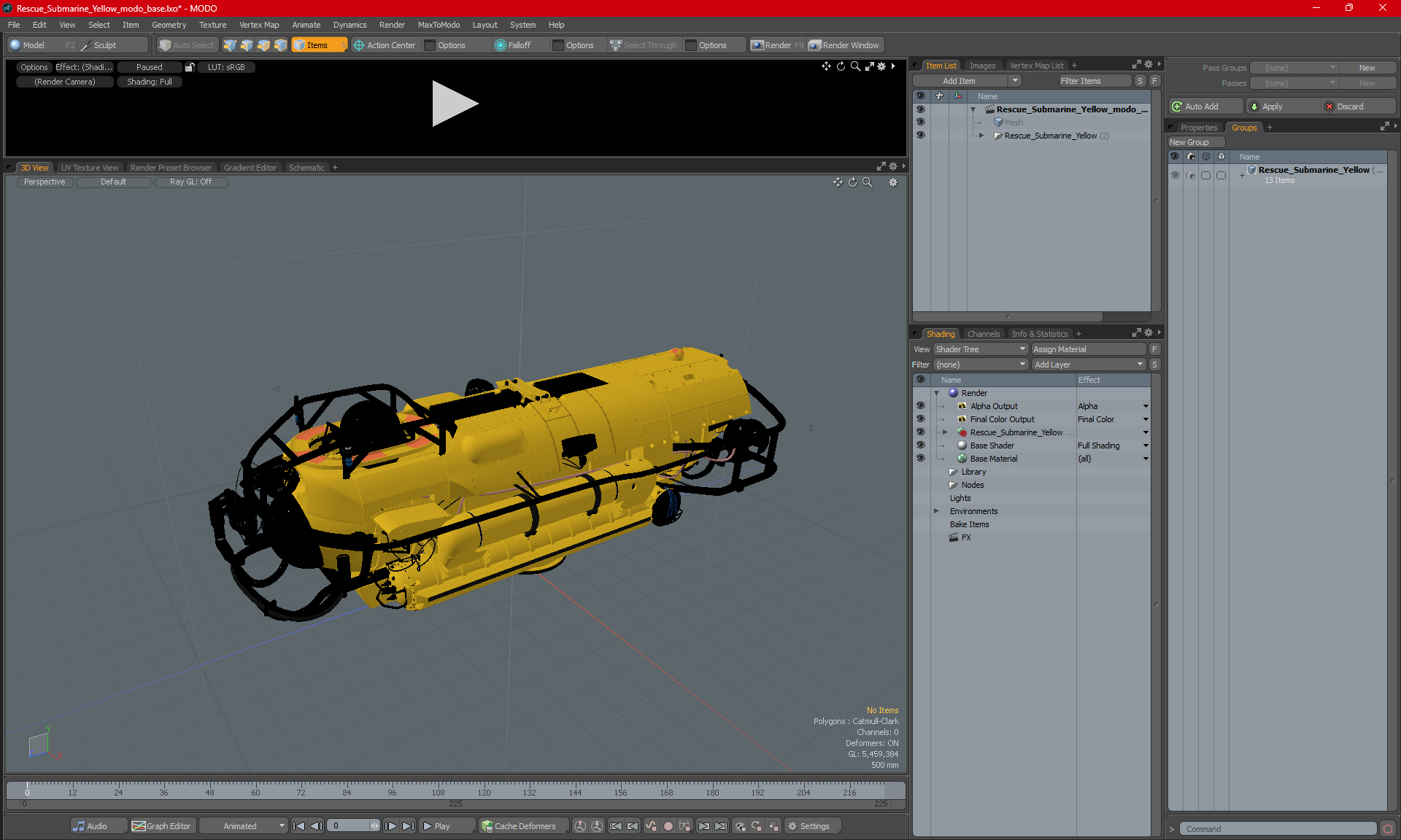 3D Rescue Submarine Yellow model