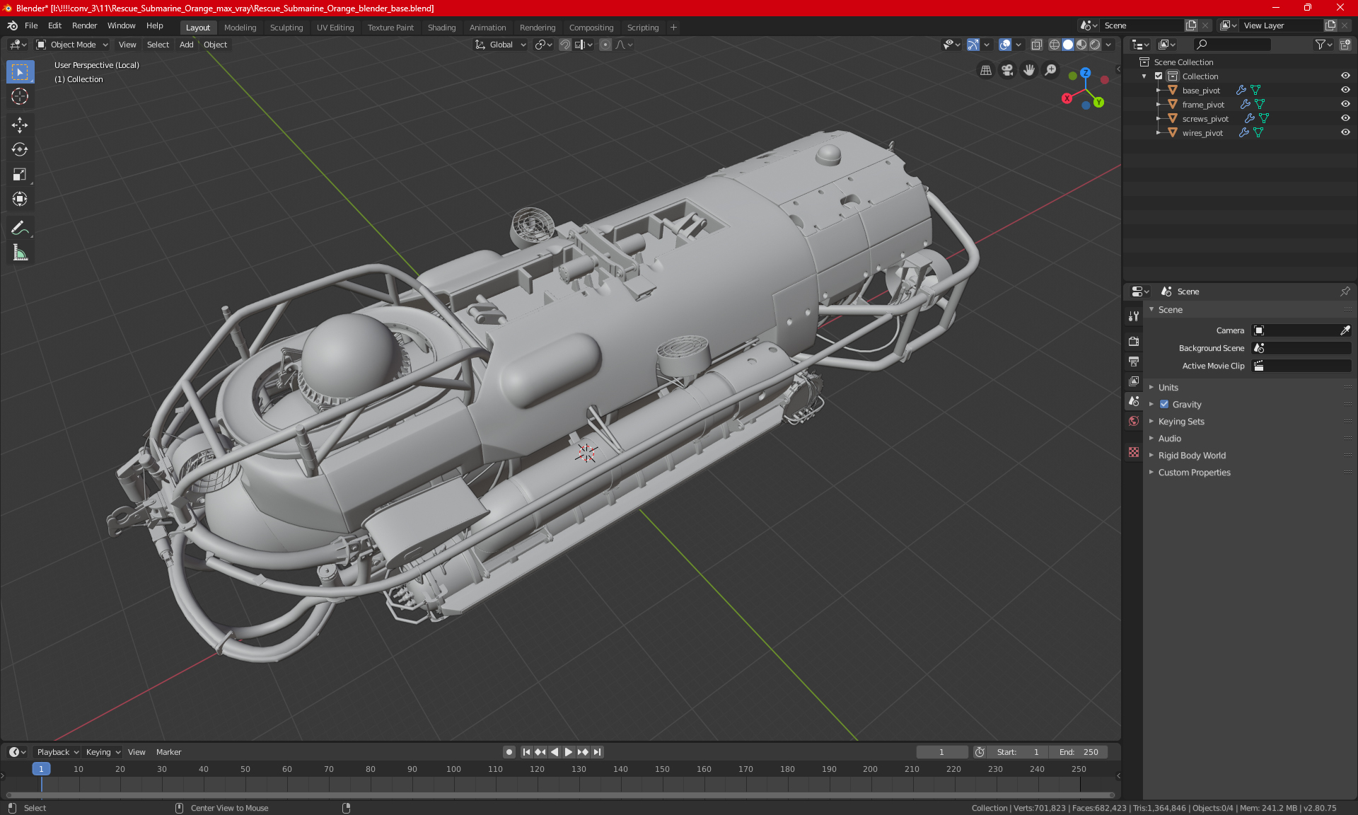 3D Rescue Submarine Yellow model